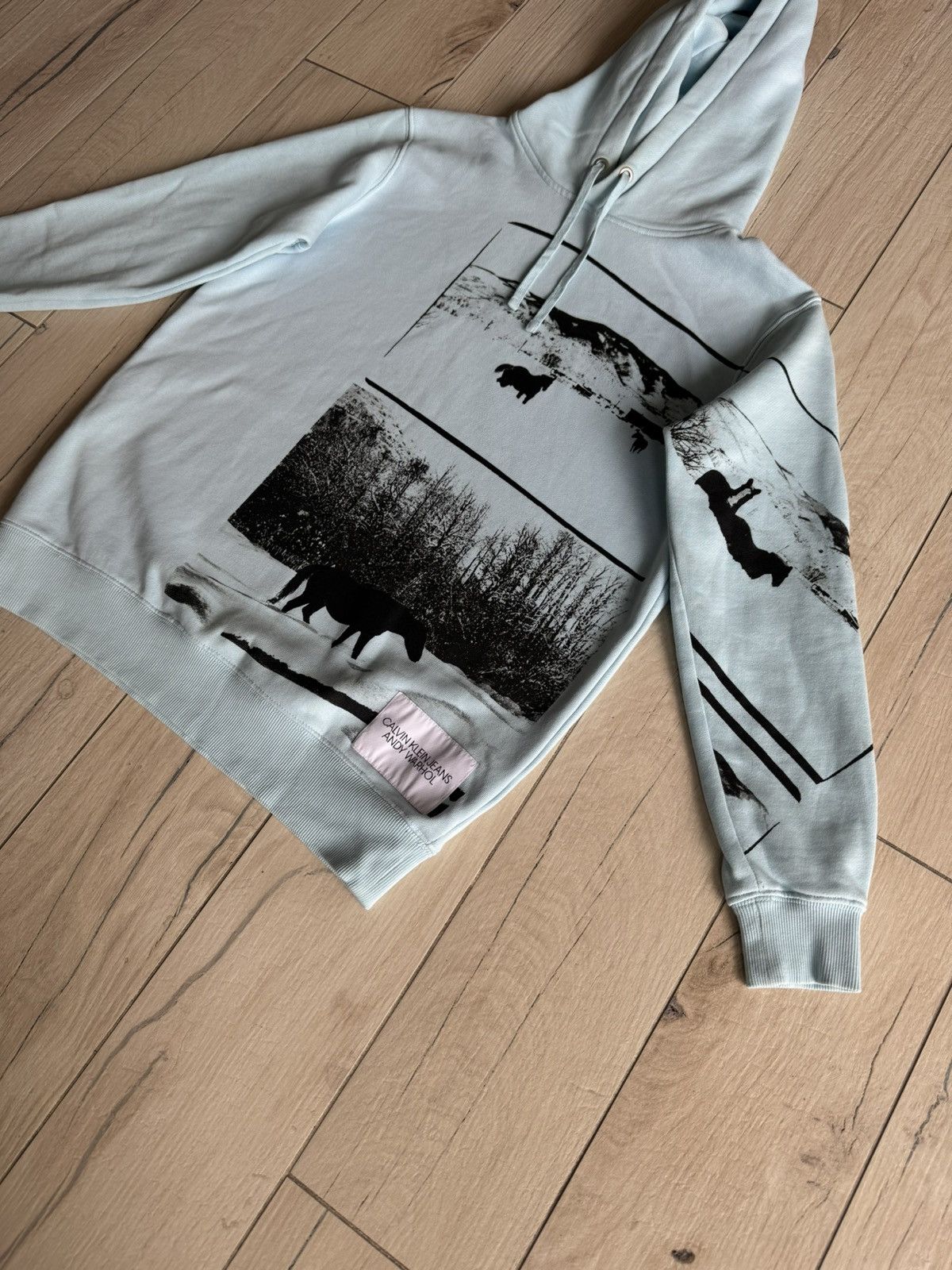 Calvin Klein 205W39NYC Calvin Klein X Andy Warhol Horseprint Baby Blue Hoodie Size US XS / EU 42 / 0 - 2 Thumbnail