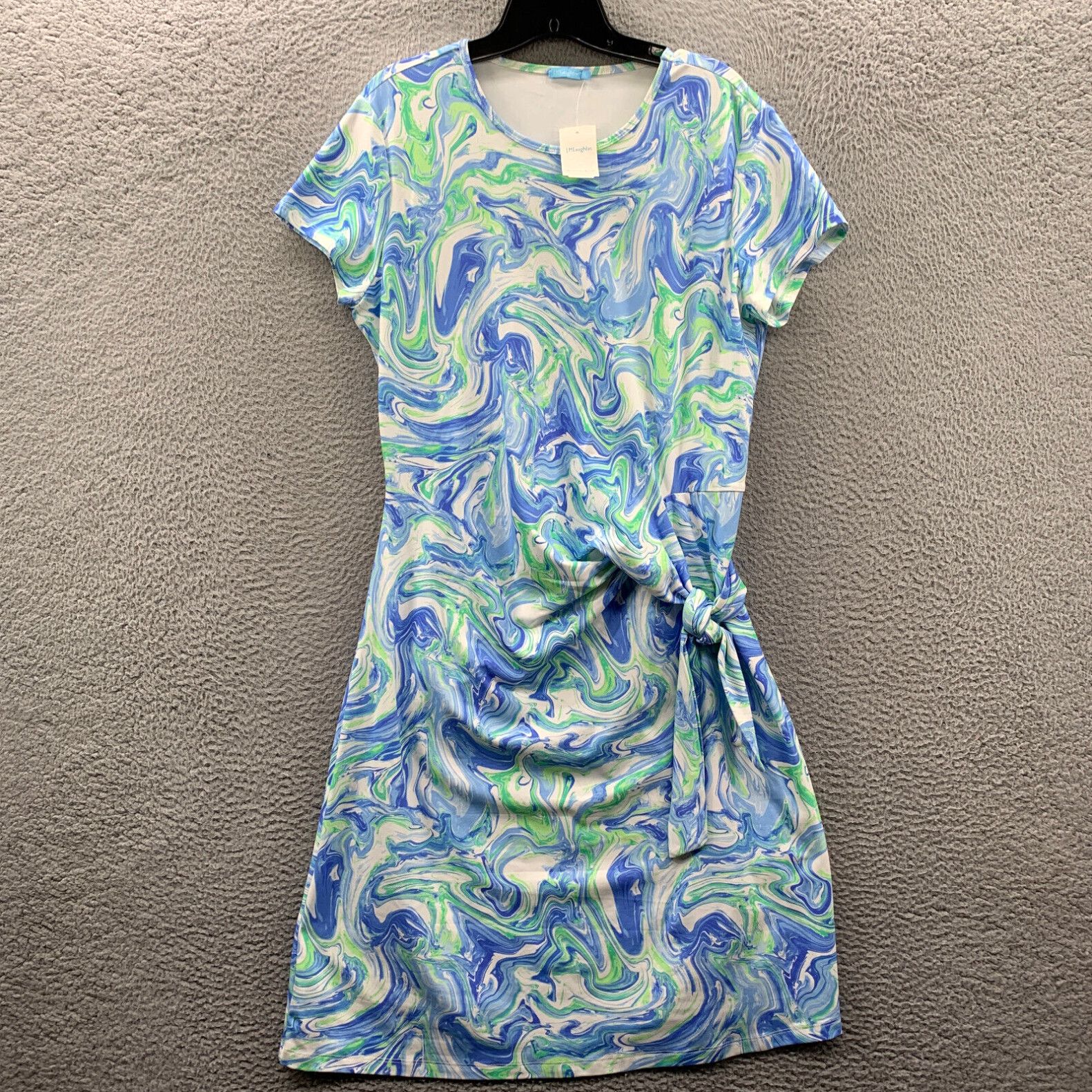 image of Vintage $228 J Mclaughlin Midi Dress Womens XL Blue White