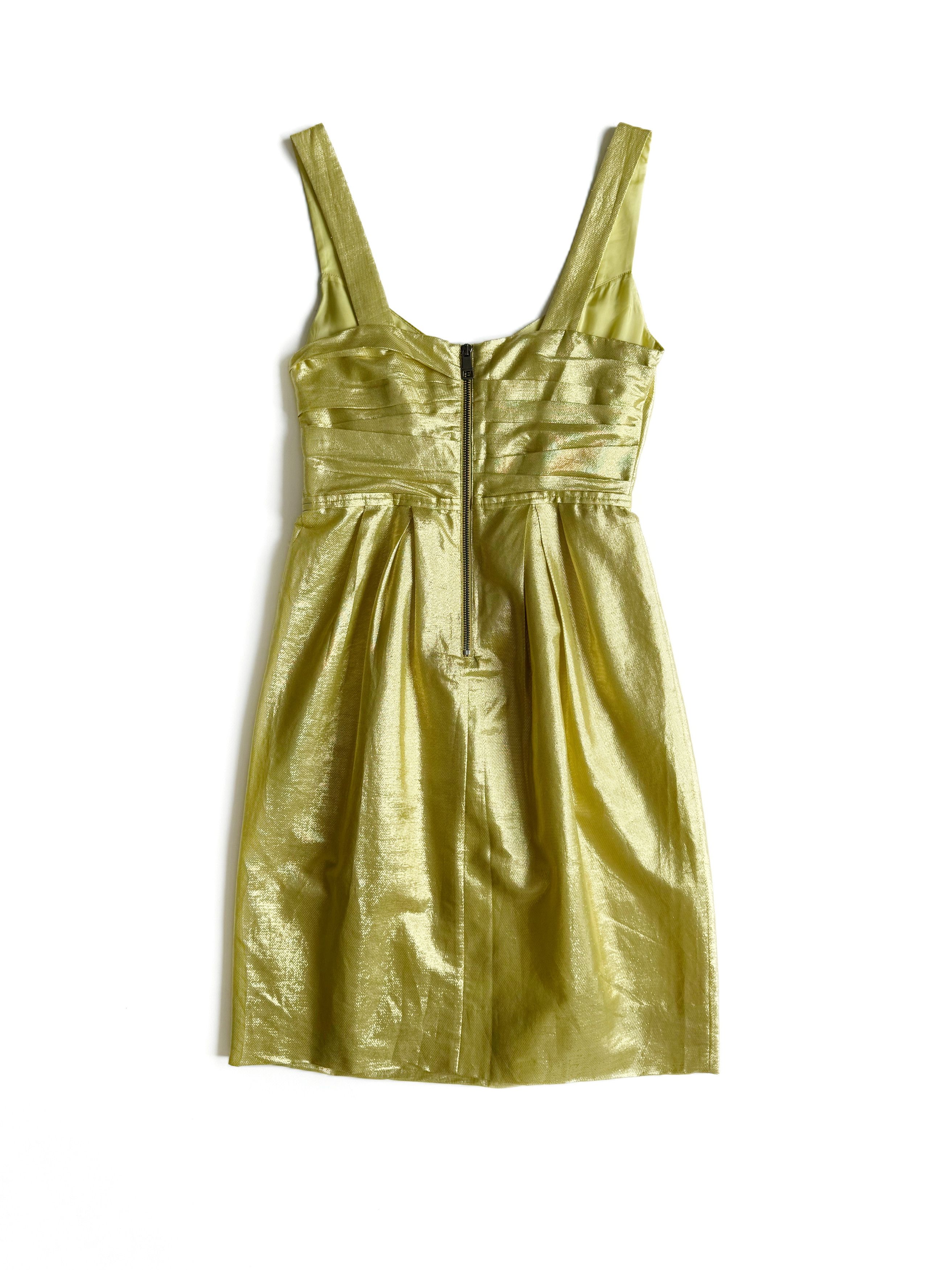 Burberry Burberry London Gold Sleeveless V-Neck Mini DressUS4 Size S / US 4 / IT 40 - 2 Thumbnail
