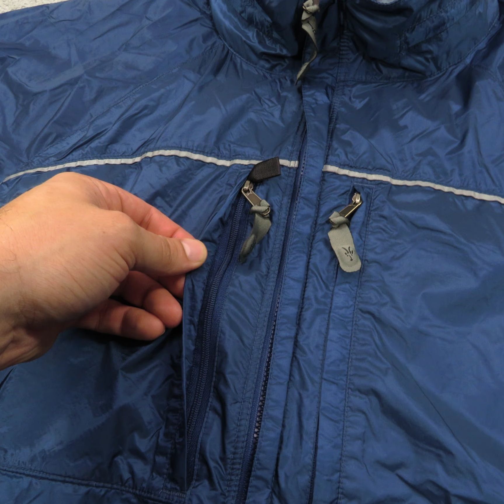 Vintage Ibex Jacket Men XL Blue Nylon Softshell Packable Removable Hood Rain Coat Trail Weathergear Zipper Pockets Size US XL / EU 56 / 4 - 3 Thumbnail