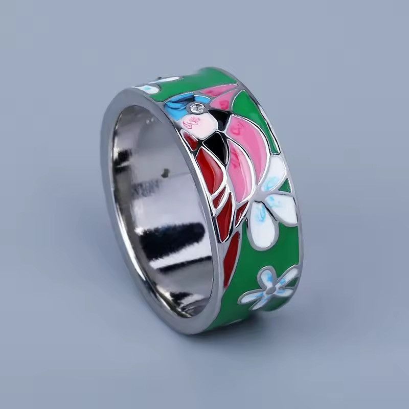 Jewelry Enamel Art Ring size 6-10 Size ONE SIZE - 1 Thumbnail