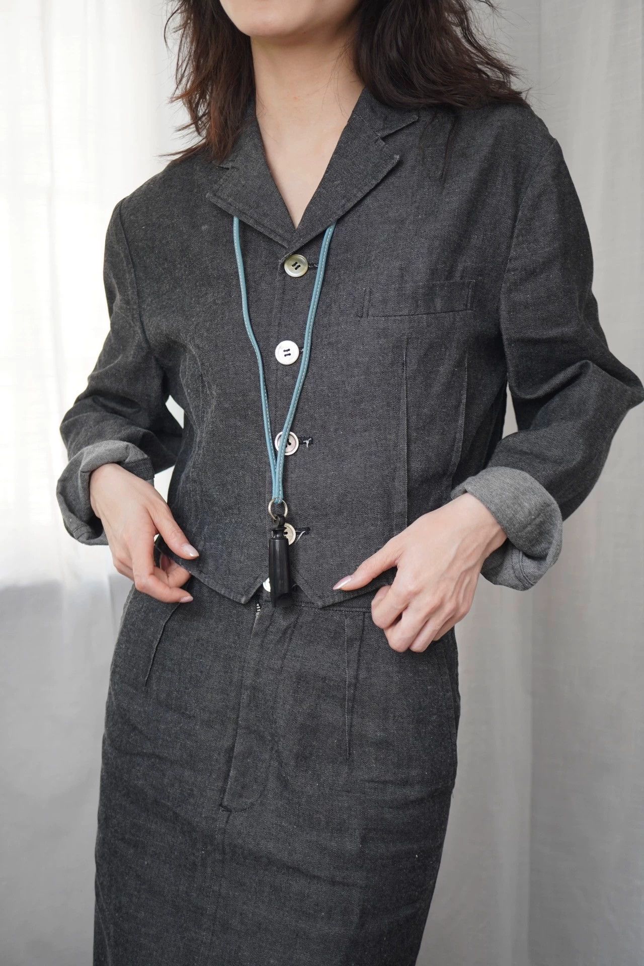 Comme des Garcons COMME des GARÇONS 1991SS Tricot Denim Tailored Set SM Size S / US 4 / IT 40 - 1 Thumbnail