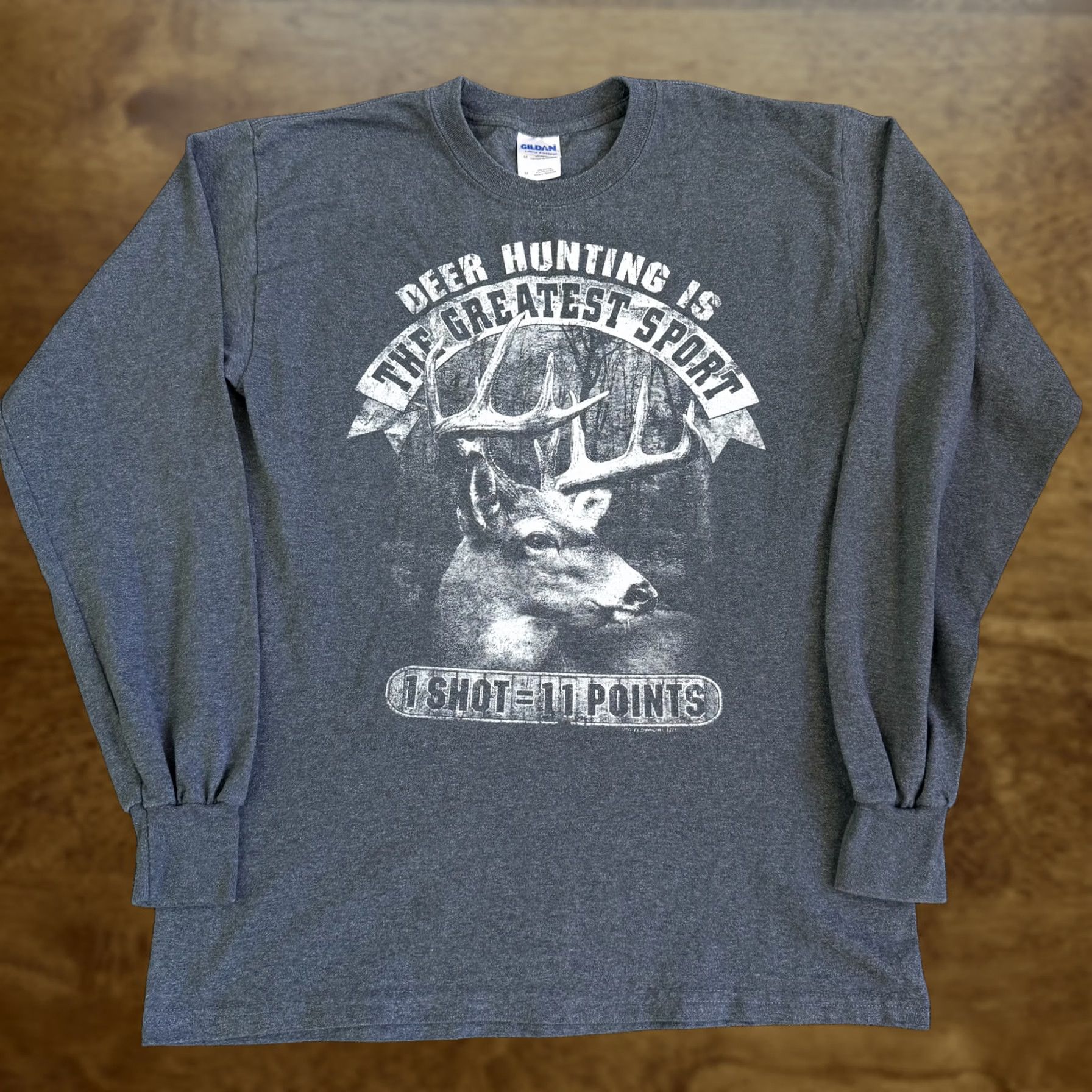 Gildan Gildan Deer Hunting Greatest Sport Shirt Mens Medium Gray Long Sleeve T-Shirt Size US M / EU 48-50 / 2 - 1 Thumbnail
