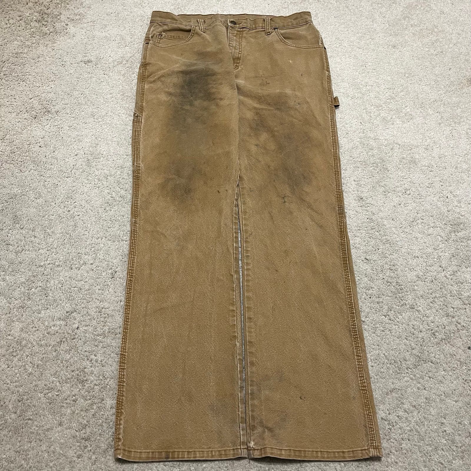 Dickies Dickies Distressed Faded Carpenter Tan Workwear Pants 34x32 Size US 34 / EU 50 - 2 Thumbnail