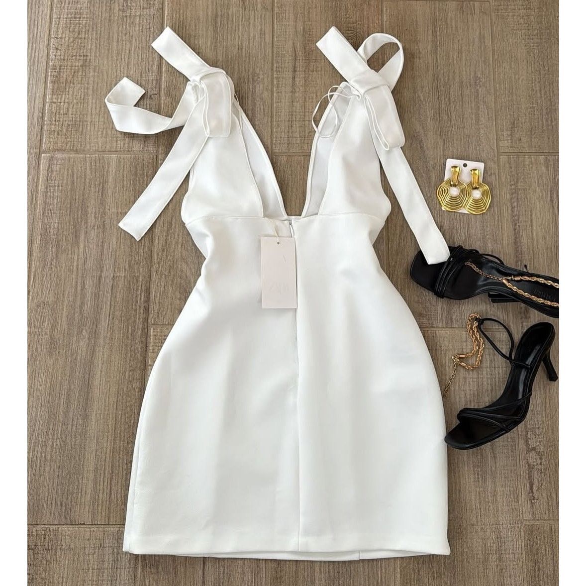 ZARA White V-Neck Mini Dress NWT