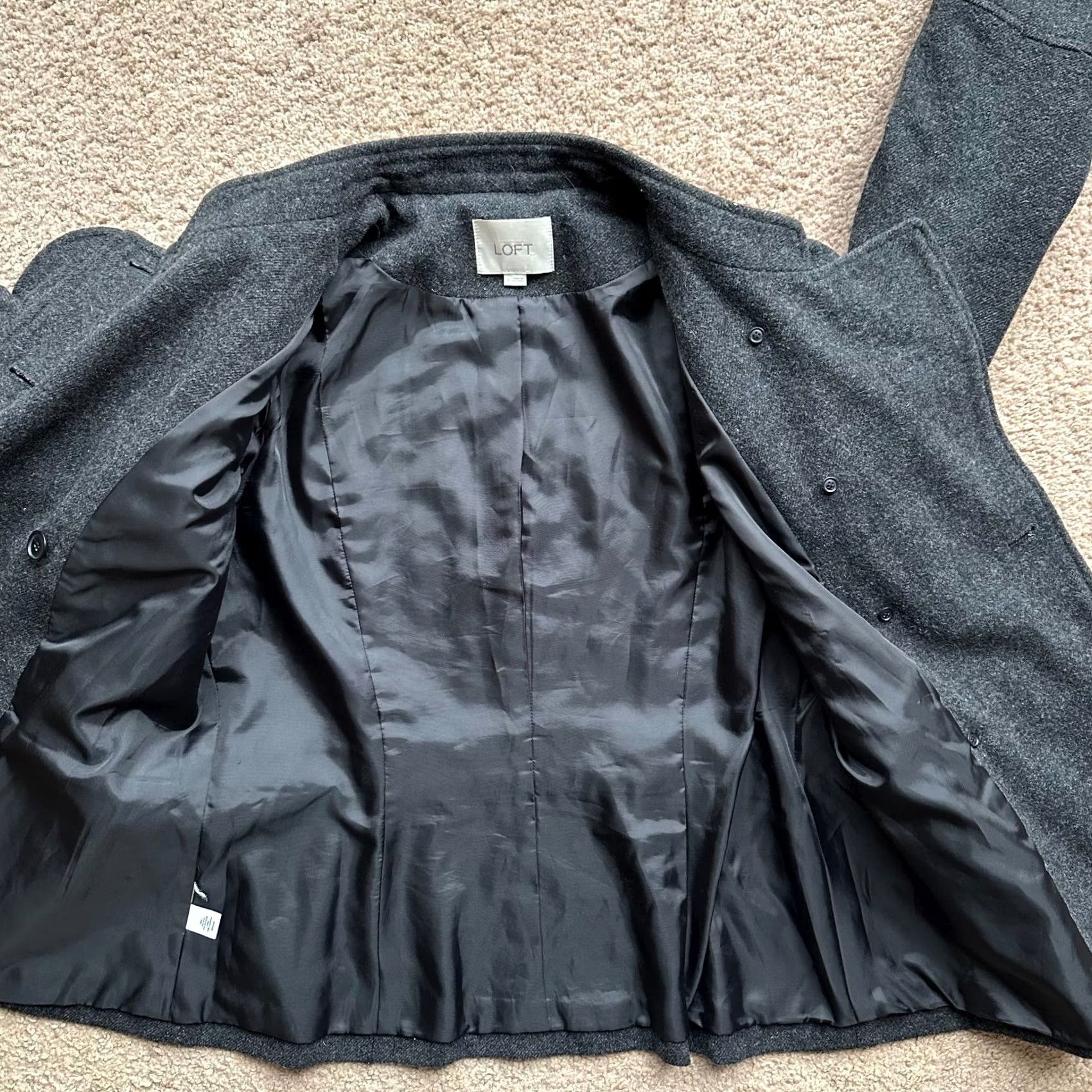 Ann Taylor Ann Taylor Loft Coat Womens 8 Wool Blend Long Sleeve Double Breast Dark Grey Buttons Size M / US 6-8 / IT 42-44 - 3 Thumbnail