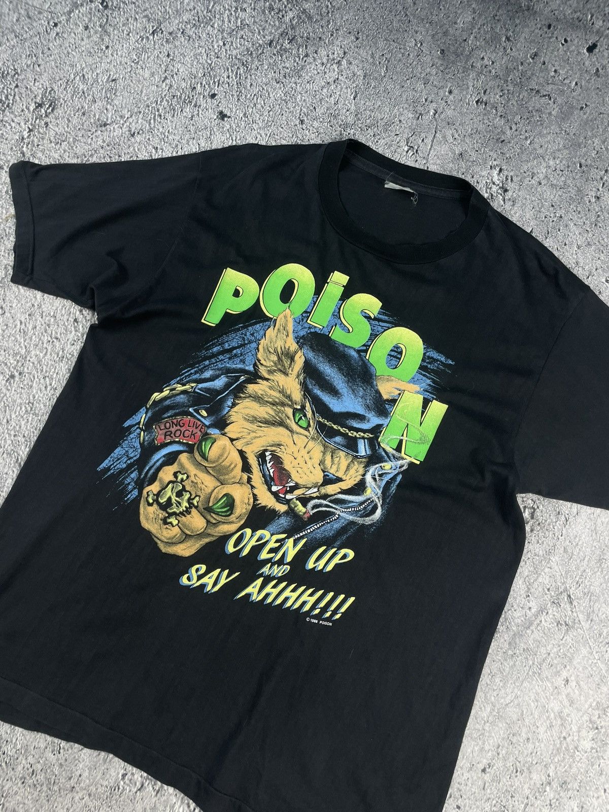 Band Tees × Vintage Vintage 1988 Poison Open Up And Say Ahhh Tour Tee Size US M / EU 48-50 / 2 - 2 Thumbnail