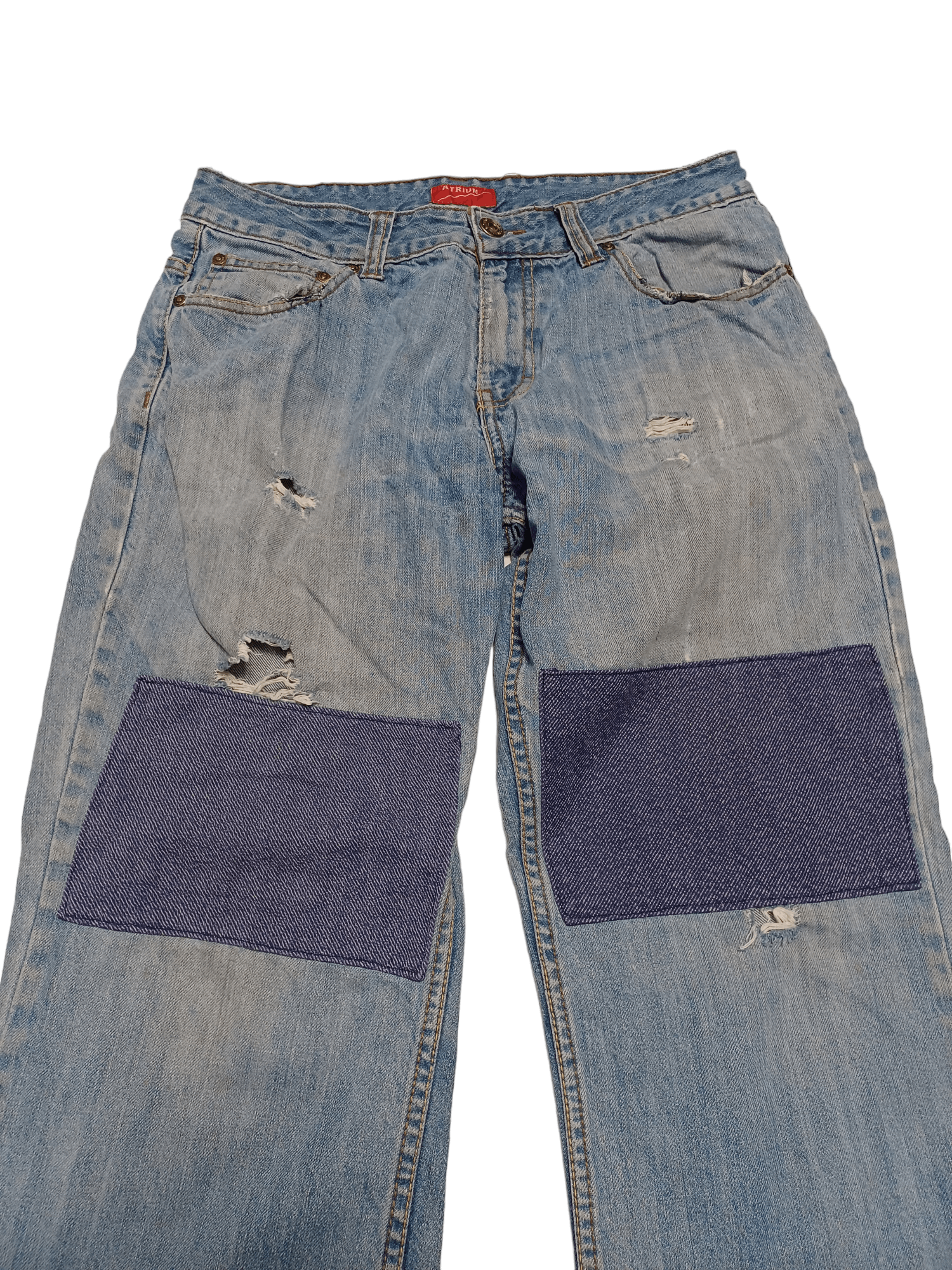 Japanese Brand TOTAL DISTRESSED VINTAGE FADED WIDELEG JEANS VINTAGE Size US 32 / EU 48 - 4 Thumbnail
