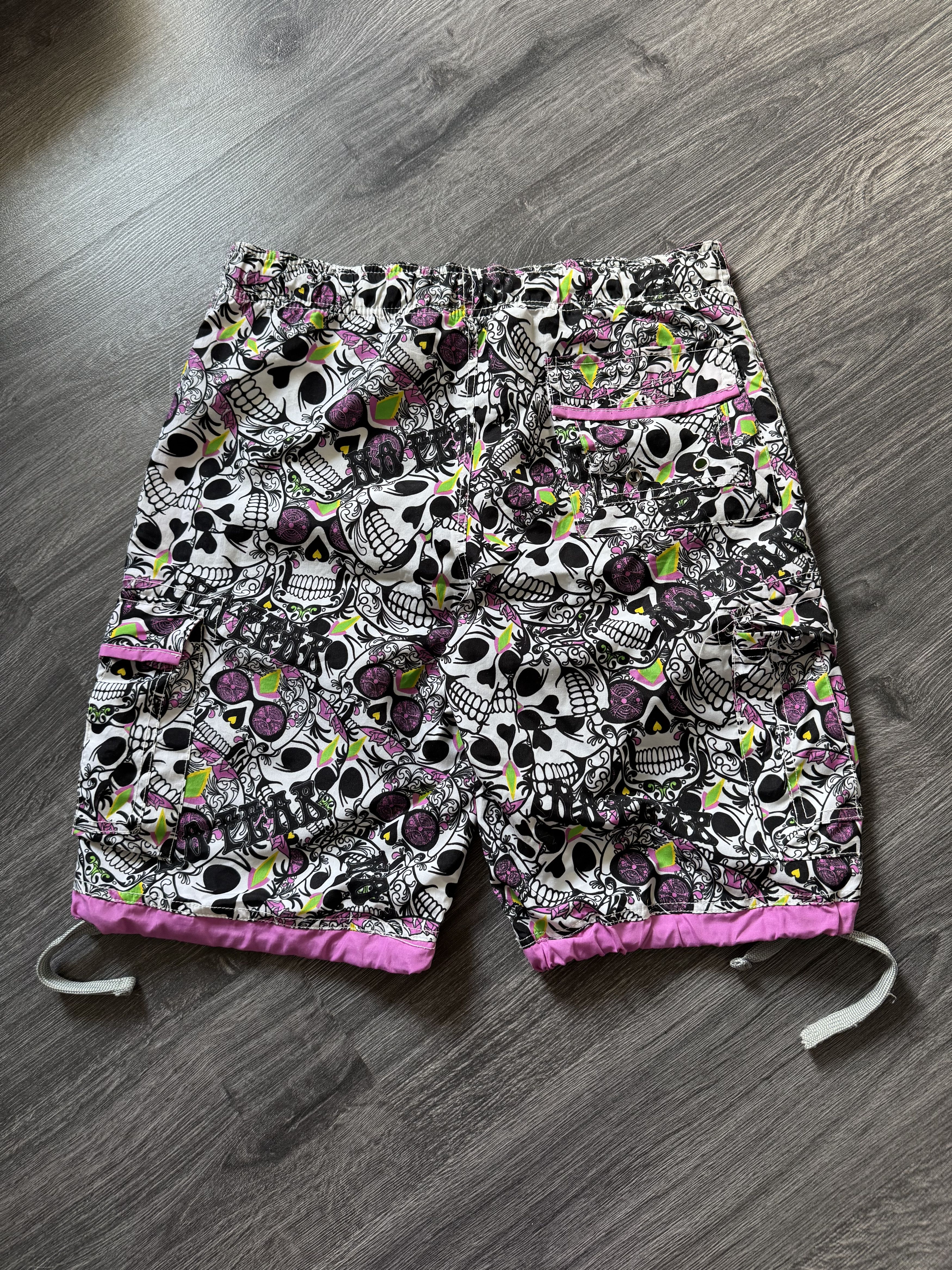 Billabong Vintage No Fear Skulls Print Cargo Shorts Y2K Size US 30 / EU 46 - 2 Thumbnail