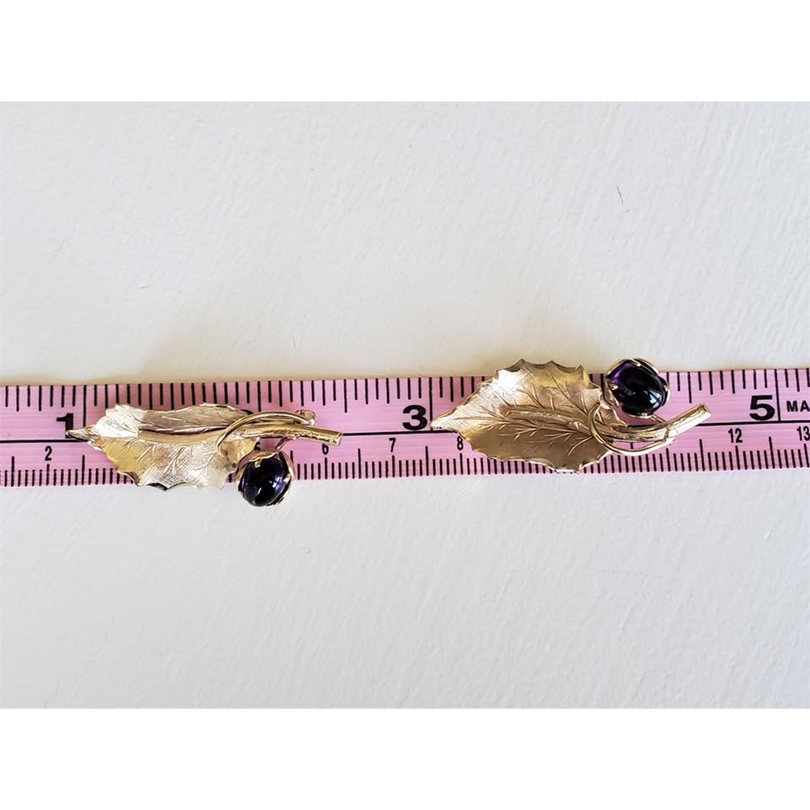 Unknown London Vintage Amethyst Floral Gold-Fill Brooch Set – Made by Wells Size ONE SIZE - 7 Thumbnail