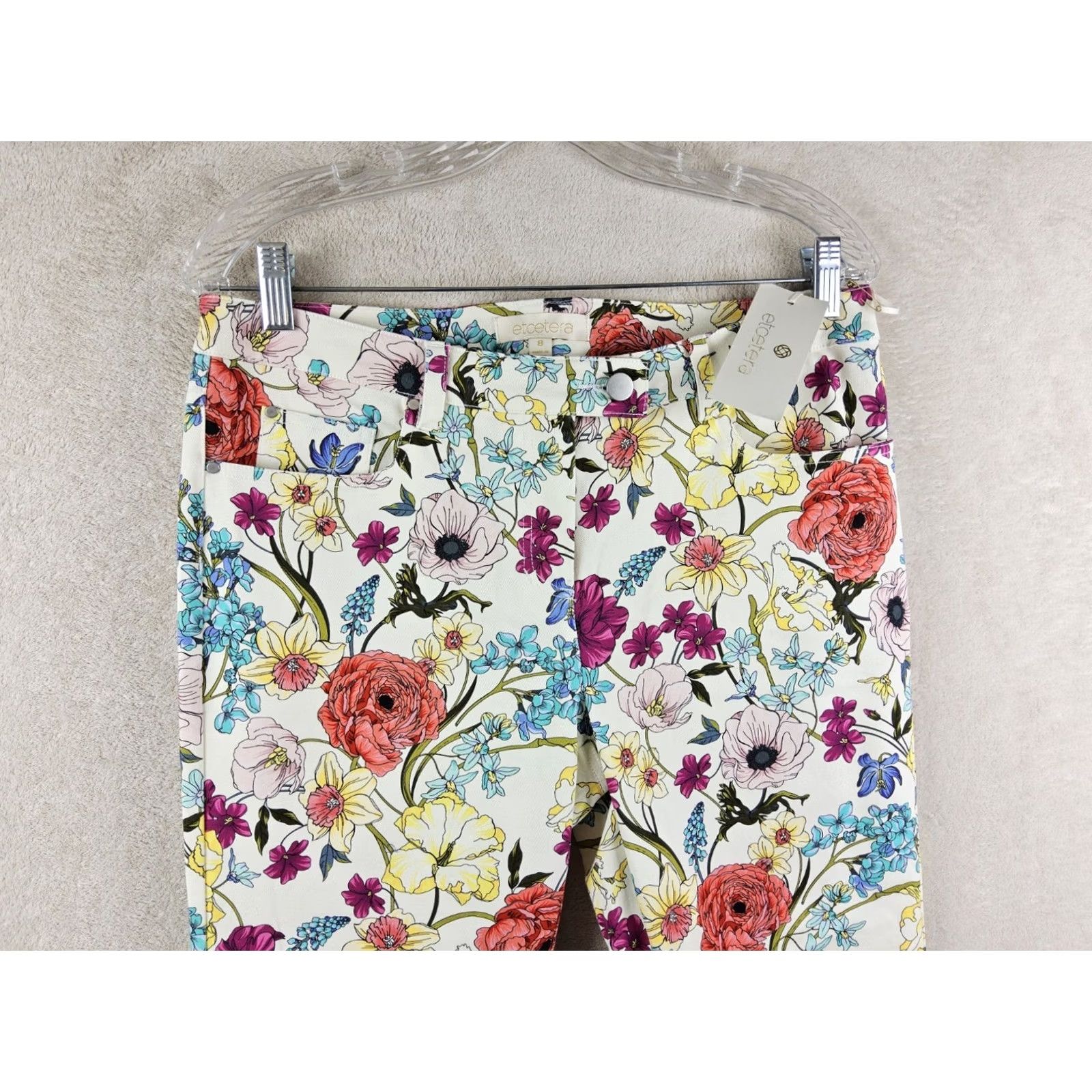 Vintage Etcetera Womens Michaela Floral Flat Front Chino Pants 8 Size Size 30" / US 8 / IT 44 - 3 Thumbnail