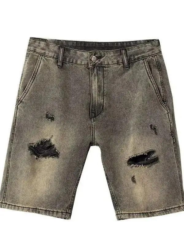 Japanese Brand Retro mud dyed ripped denim shorts Size US 32 / EU 48 - 4 Thumbnail
