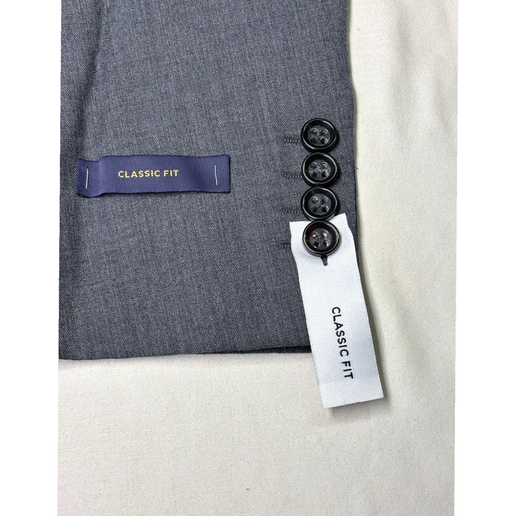 Stafford Stafford Wool Herringbone Suit Jacket Blazer 2 Piece 44 Short Notch Lapel Two-Button Classic Fit Mens Grey Regular Vintage No Size US 44 / EU 60 - 3 Thumbnail