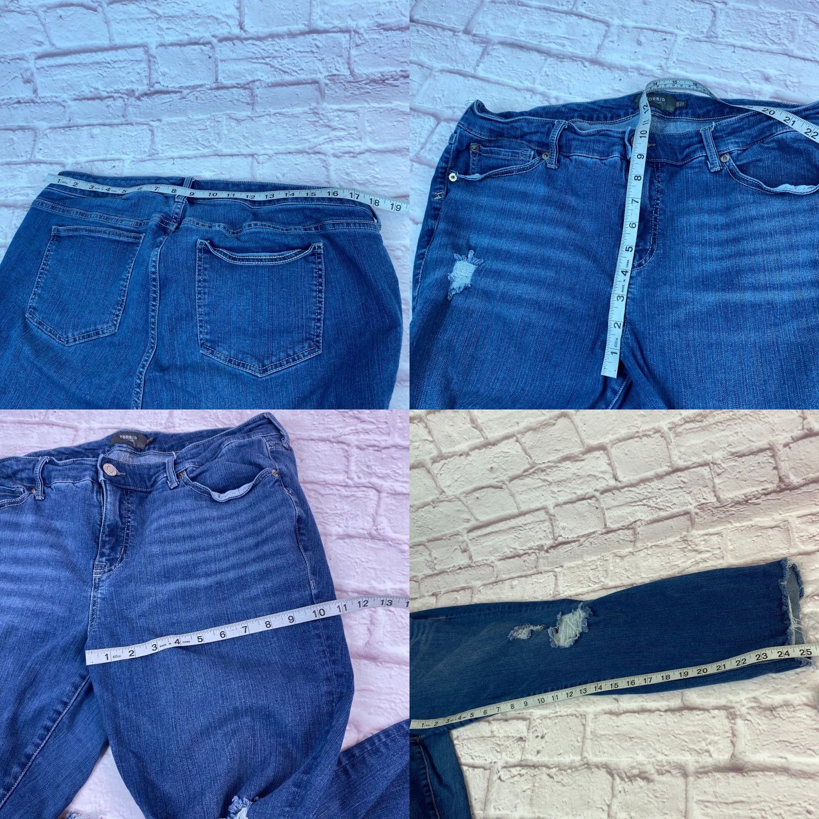 Torrid Torrid Womens Skinny Jeans Plus 18R Blue Distressed Ankle Stretch Denim 5-Pocket Regular Mid Rise Jeans Size 40" / US 18 - 8 Thumbnail