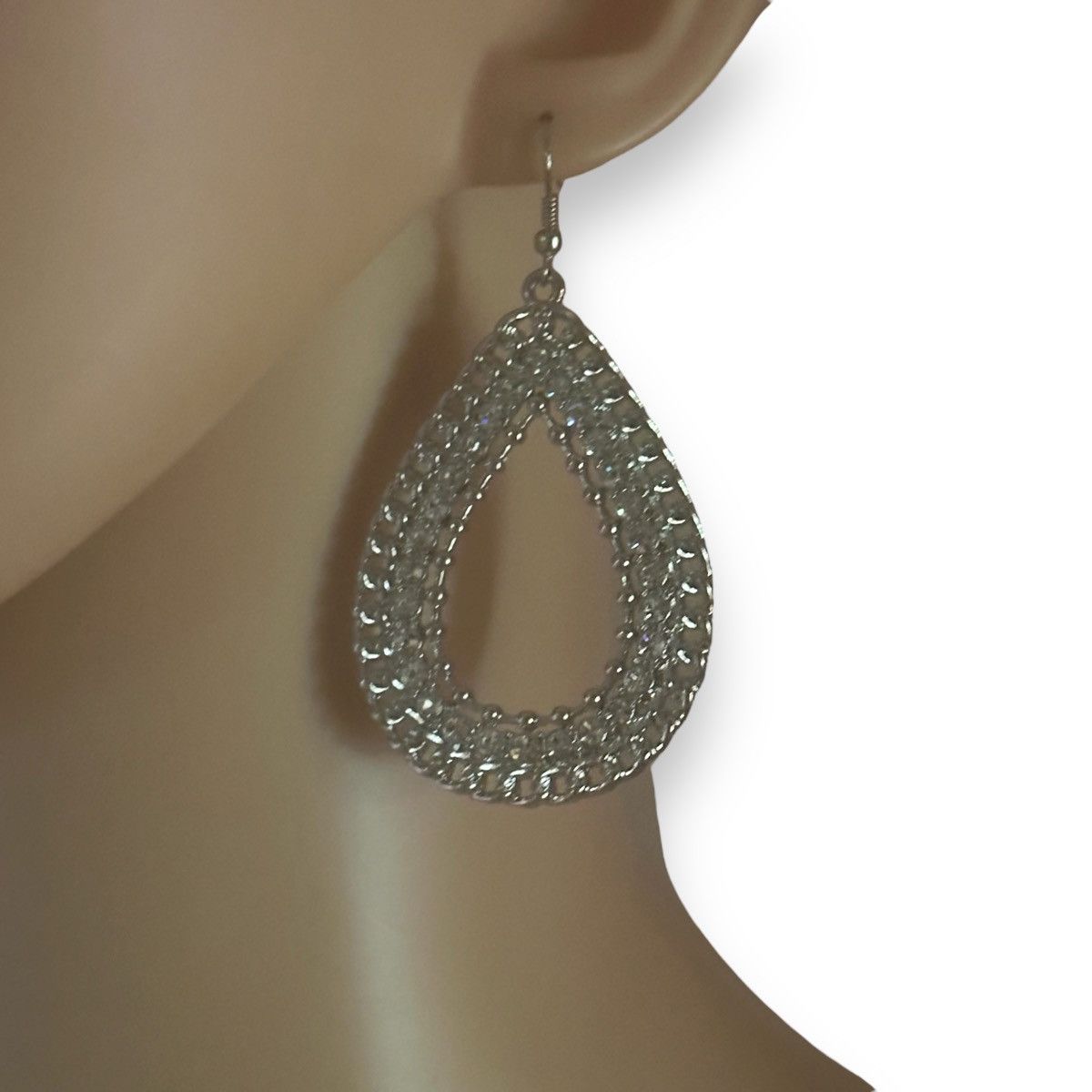 Other Large rhinestone open teardrop dangle earrings Size ONE SIZE - 2 Thumbnail
