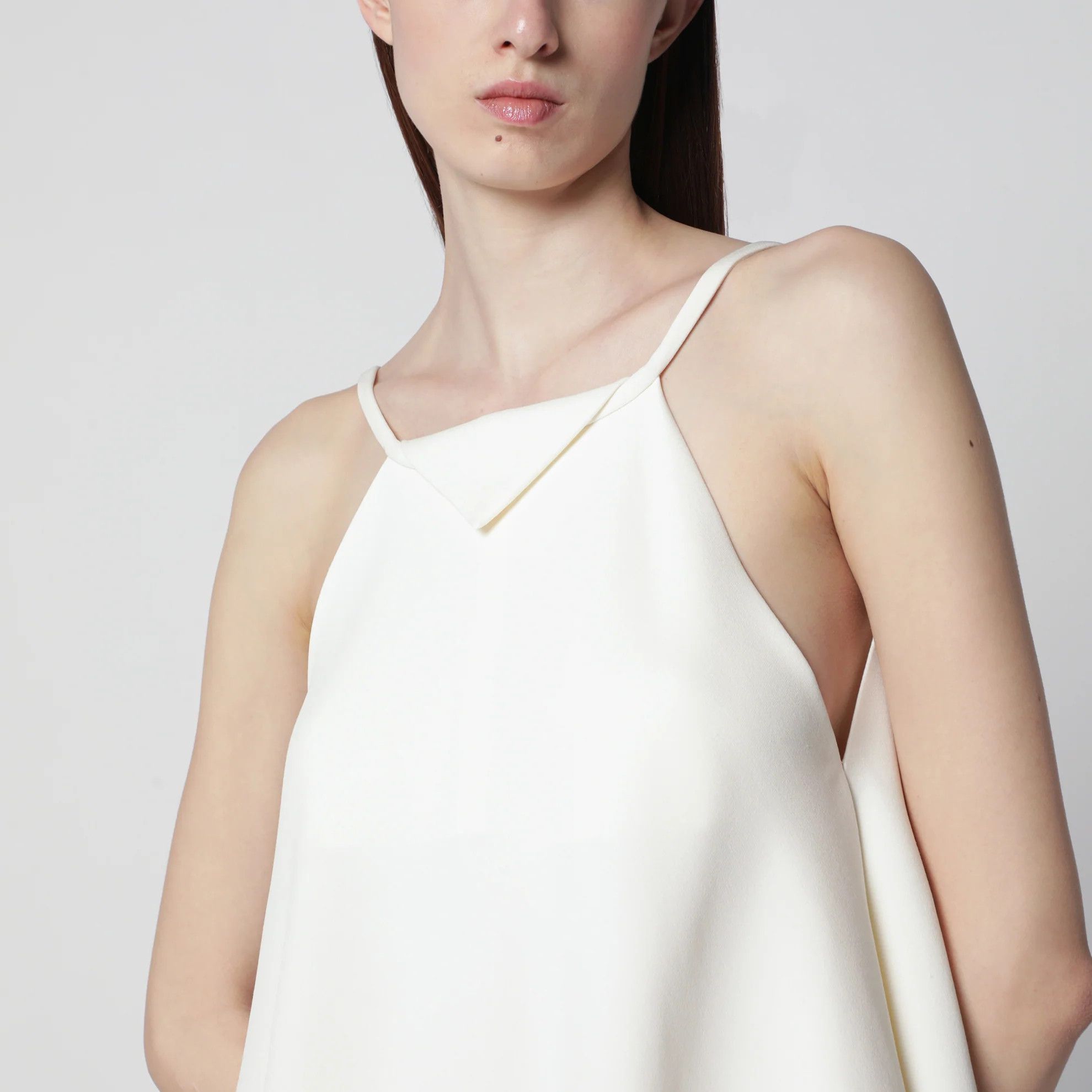 Balenciaga o1d2blof0426 Scarf-Inspired Wool And Silk Crepe Top In Ivory Size XS / US 0-2 / IT 36-38 - 4 Thumbnail