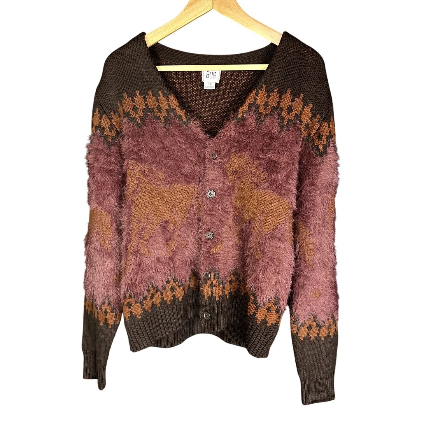 Bdg BDG Urban Outfitters Women Nordic Fuzzy Horse Cardigan Small Size S / US 4 / IT 40 - 7 Thumbnail