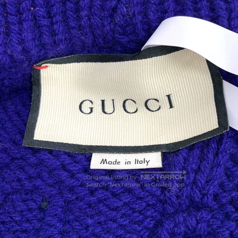 Gucci Gucci Dark blue striped logo letter inlaid wool V-neck sin Size US M / EU 48-50 / 2 - 6 Thumbnail