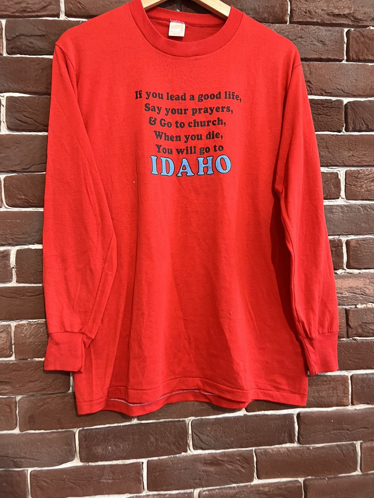 Vintage Vintage 80s Idaho State Funny Humor Logo Tshirt Red Medium Size US M / EU 48-50 / 2 - 3 Thumbnail