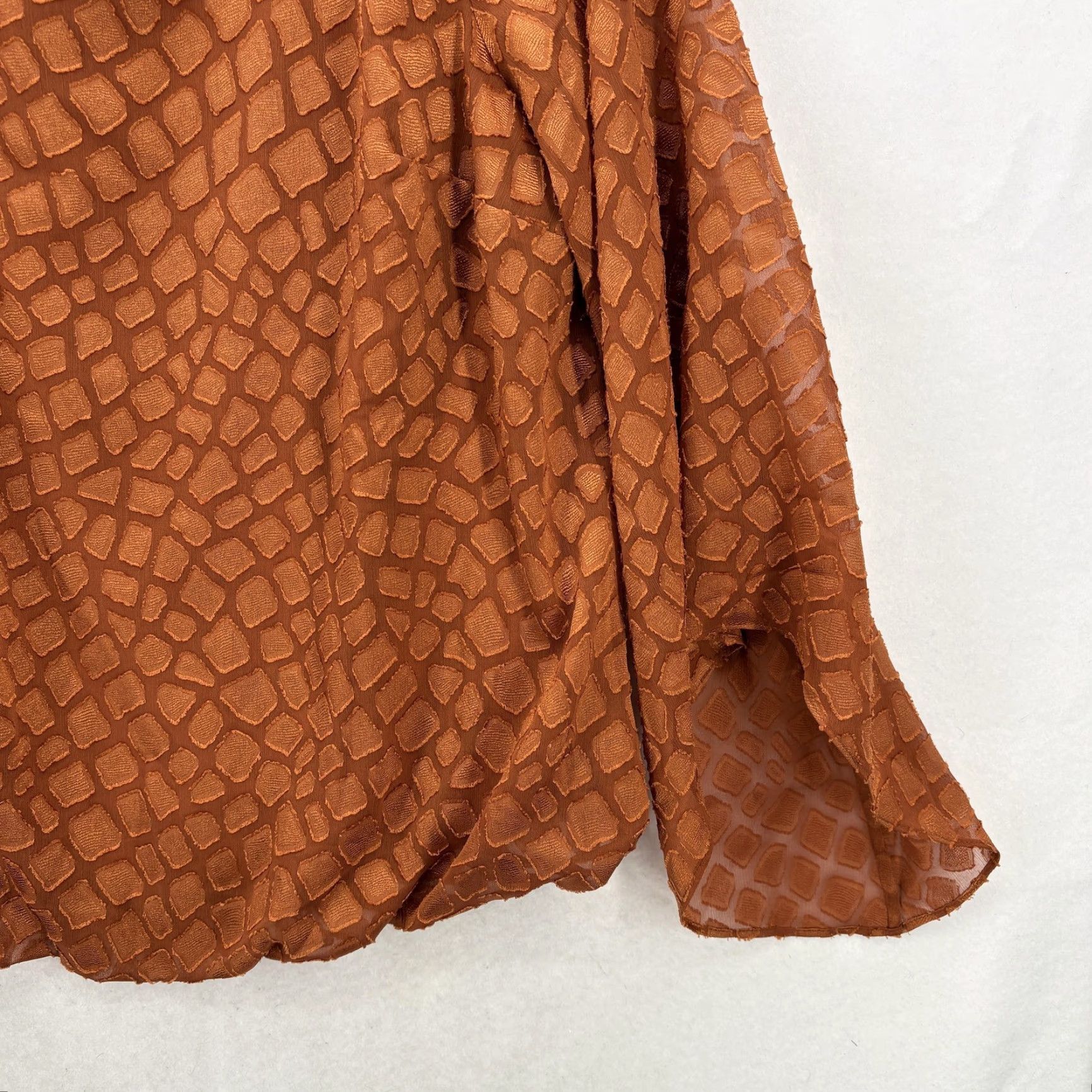 Alfani Alfani Blouse Womens 1X Orange Textured Animal Jacquard Kimono Sleeve Top Plus Size XL / US 12-14 / IT 48-50 - 3 Thumbnail