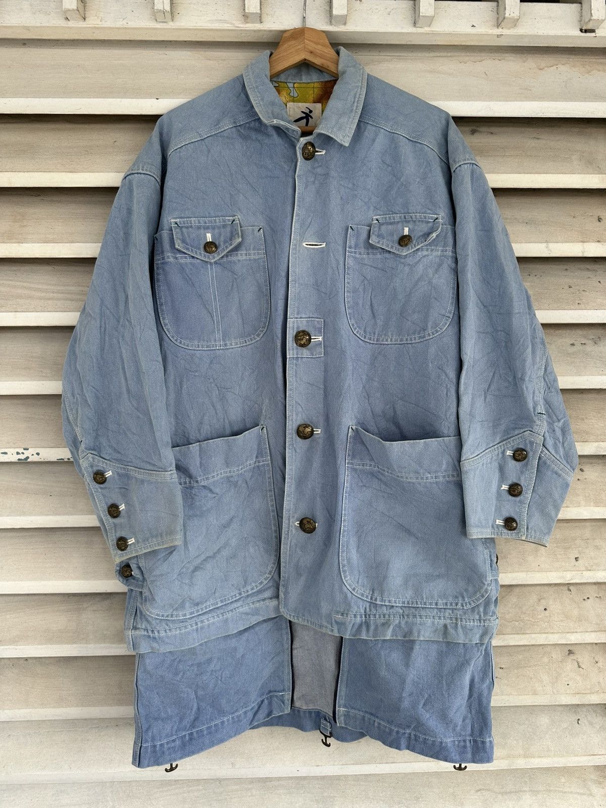 Hai Sporting Gear × Issey Miyake 1990 - Hai Sporting Gear Denim Cargo Jacket (Issey Miyake) Size US XL / EU 56 / 4 - 6 Thumbnail