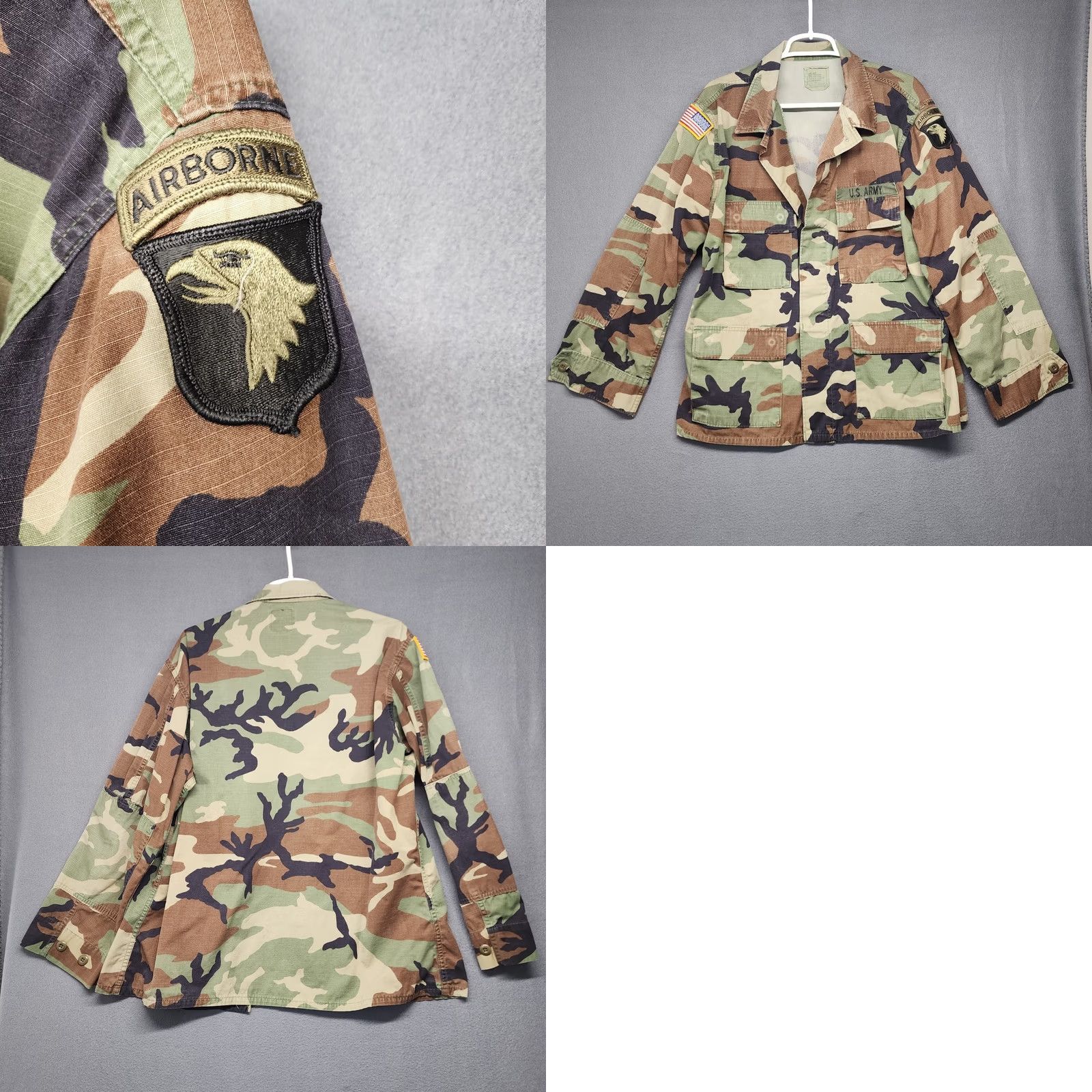 Vintage US Army Shirt L Green Camouflage Military Utility Chore Field Airborne Mens Long Sleeve Size US L / EU 52-54 / 3 - 8 Thumbnail
