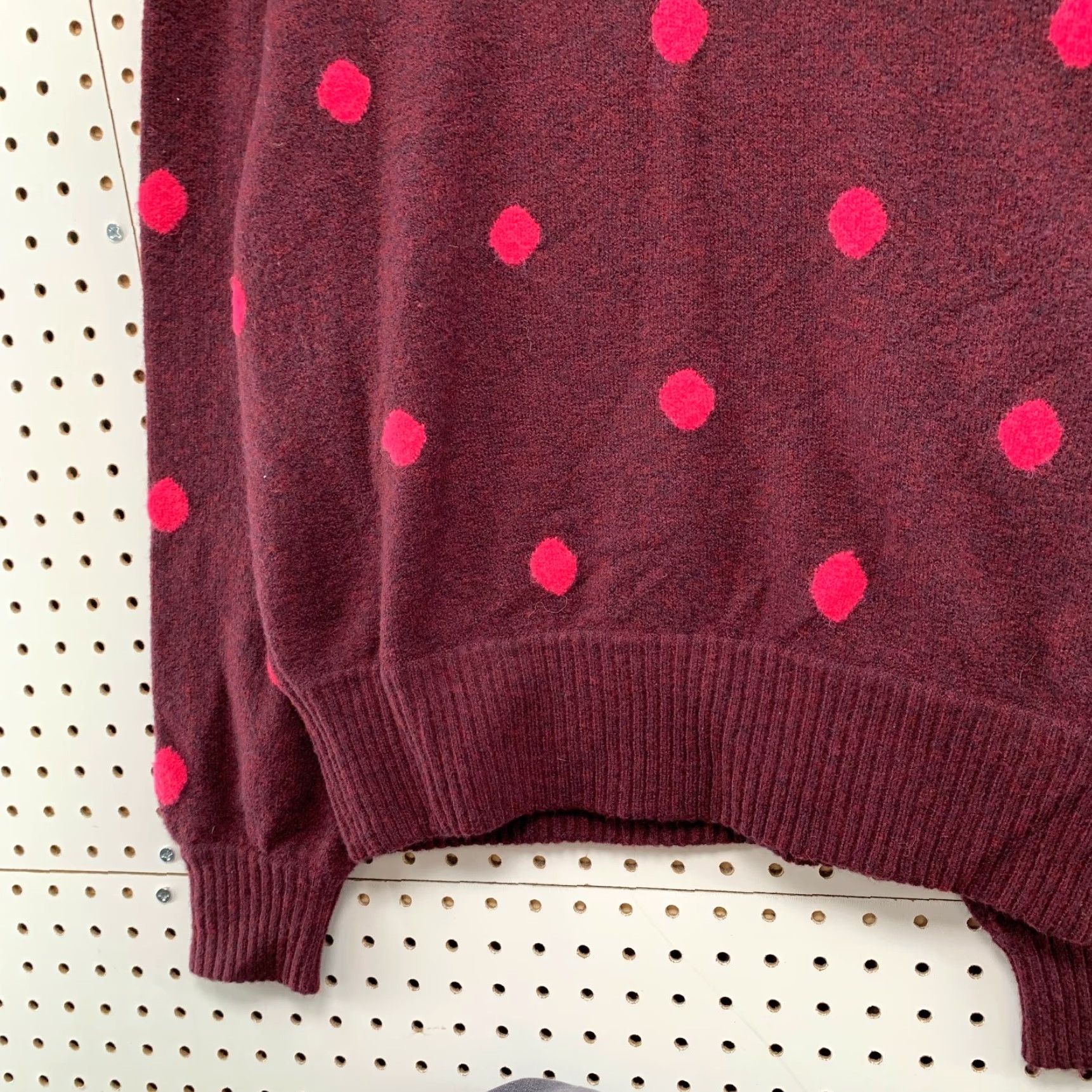 J.Crew J.CREW Wool Sweater Womens Large Burgundy Polka Dot Merino Wool Alpaca Blend Pullover Knitting Crew Neck Casual Winter Fall Red Womens L Sweater Size L / US 10 / IT 46 - 6 Thumbnail