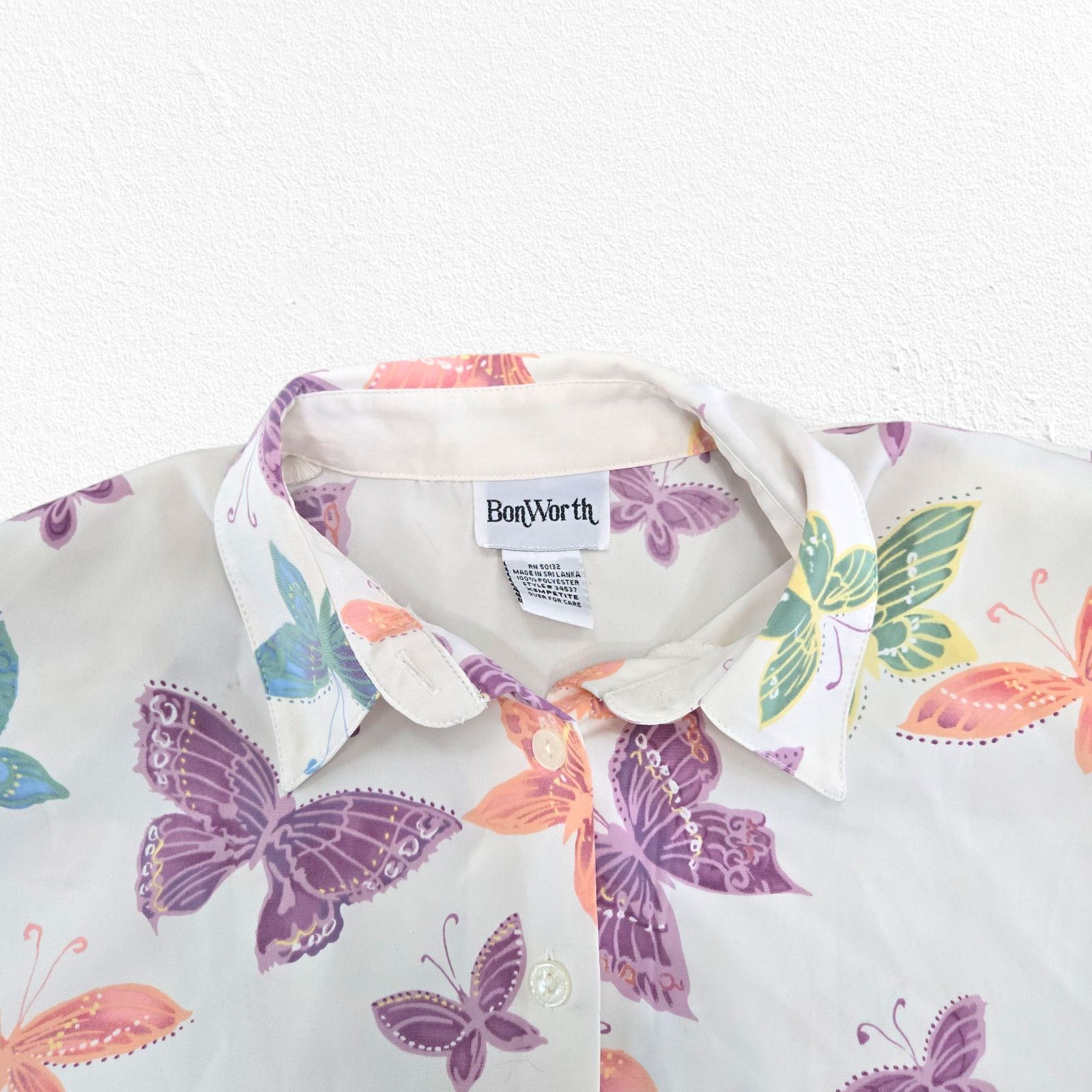 Vintage Vintage Butterfly Button Up Pastel Retro Blouse Size XSP Size XS / US 0-2 / IT 36-38 - 3 Thumbnail