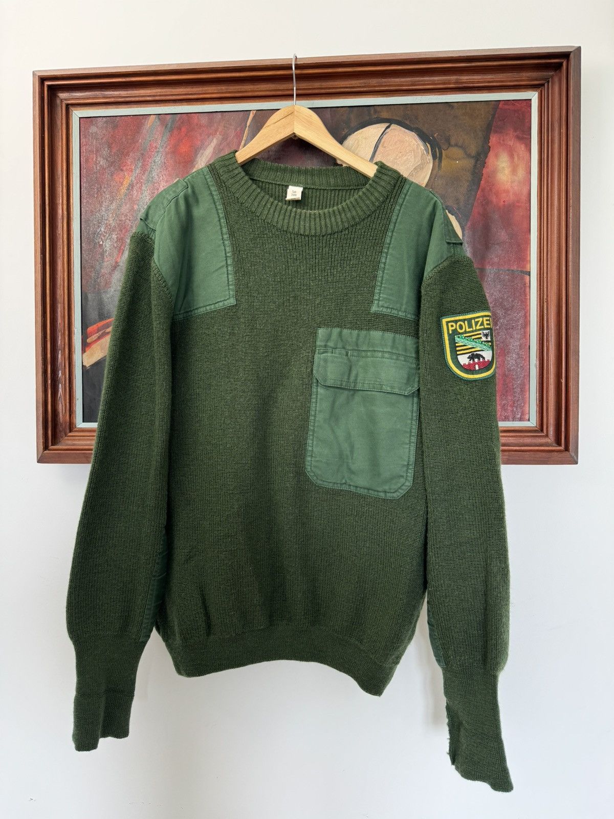 Vintage Avant Garde Polizei Knit Sweater German Police Wool Green Size US M / EU 48-50 / 2 - 1 Thumbnail