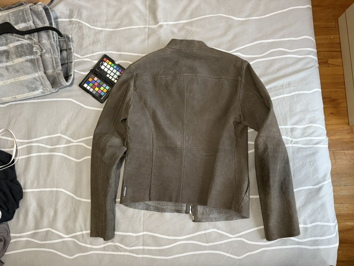 Armani Armani Jeans Leather Bomber Jacket Grey Small Size US S / EU 44-46 / 1 - 8 Thumbnail