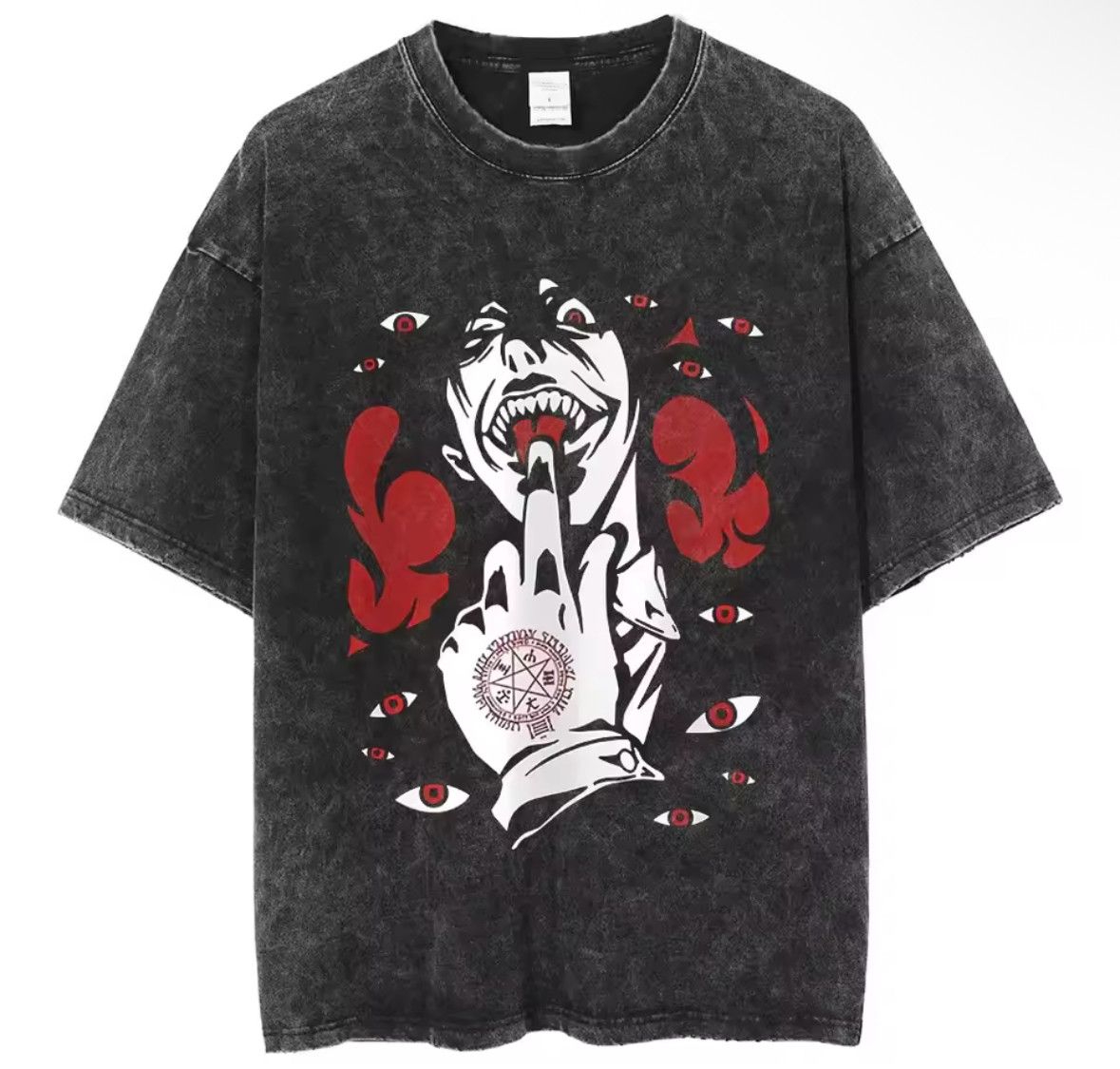 Japanese Brand Y2K Anime Hellsing Allucard Eyes Print Washed T-Shirt Size US XL / EU 56 / 4 - 1 Thumbnail