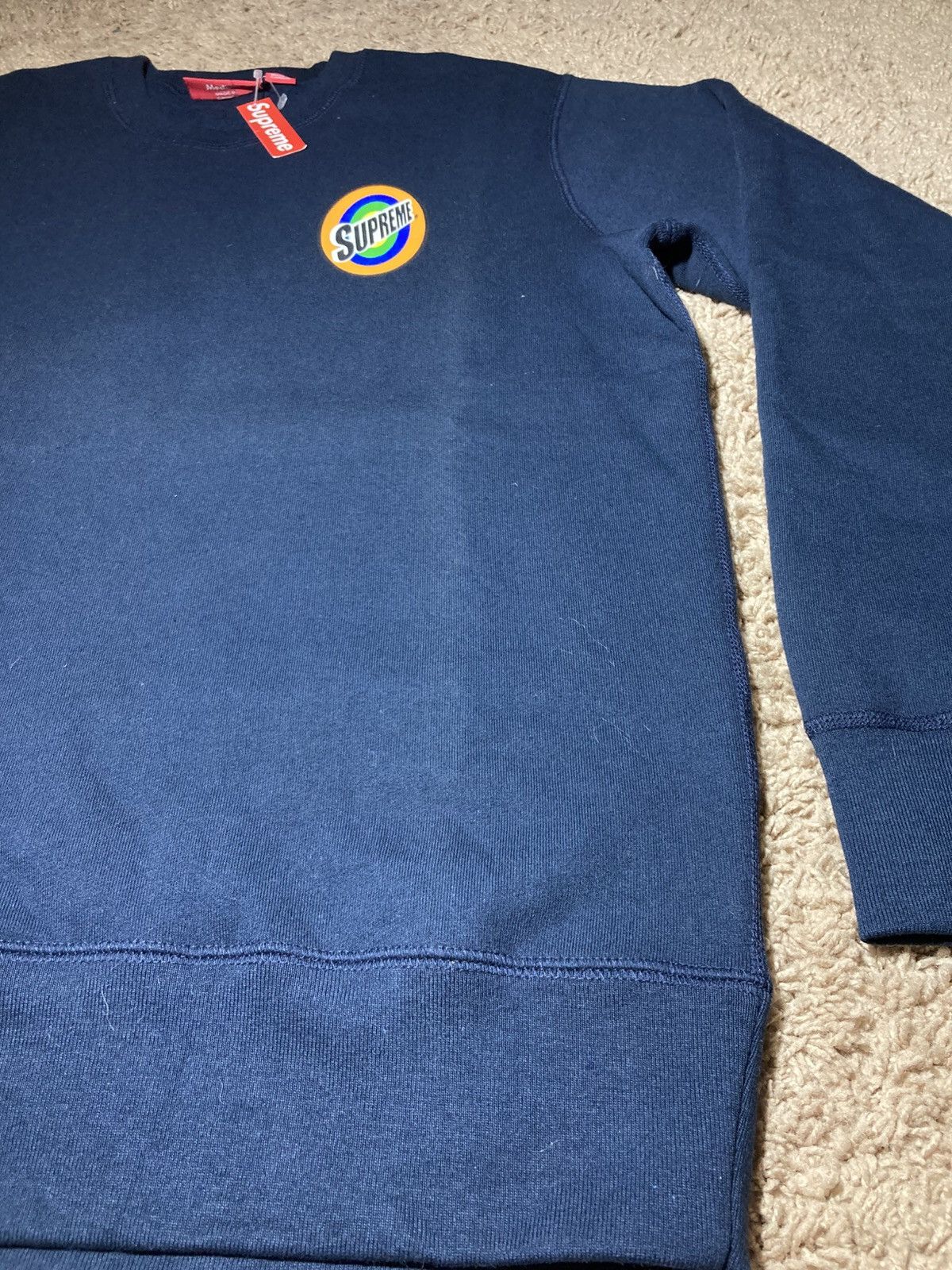 Supreme New SS16 Supreme Spin Crewneck Tide Spoof Parody 2016 Navy Size US M / EU 48-50 / 2 - 3 Thumbnail