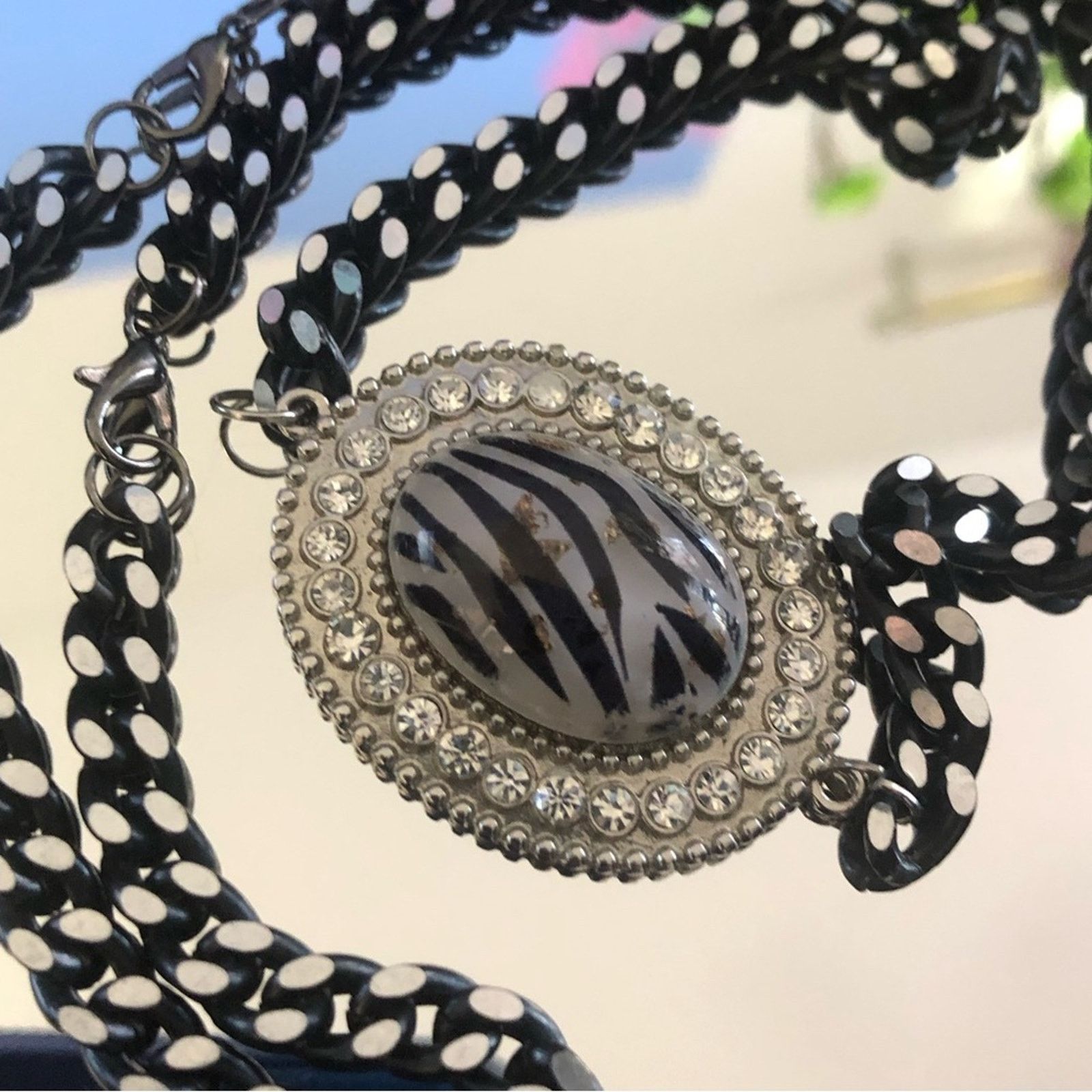 Handmade Hand crafted repurpose animal print cabochon necklace Size ONE SIZE - 11 Thumbnail