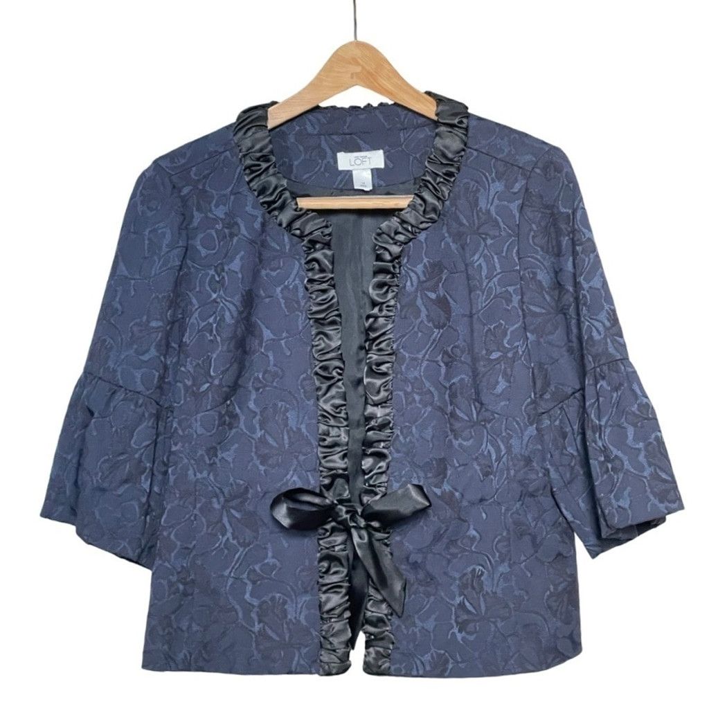 Loft Loft by Ann Taylor Blue Black Jacket. Size XL / US 12-14 / IT 48-50 - 10 Thumbnail