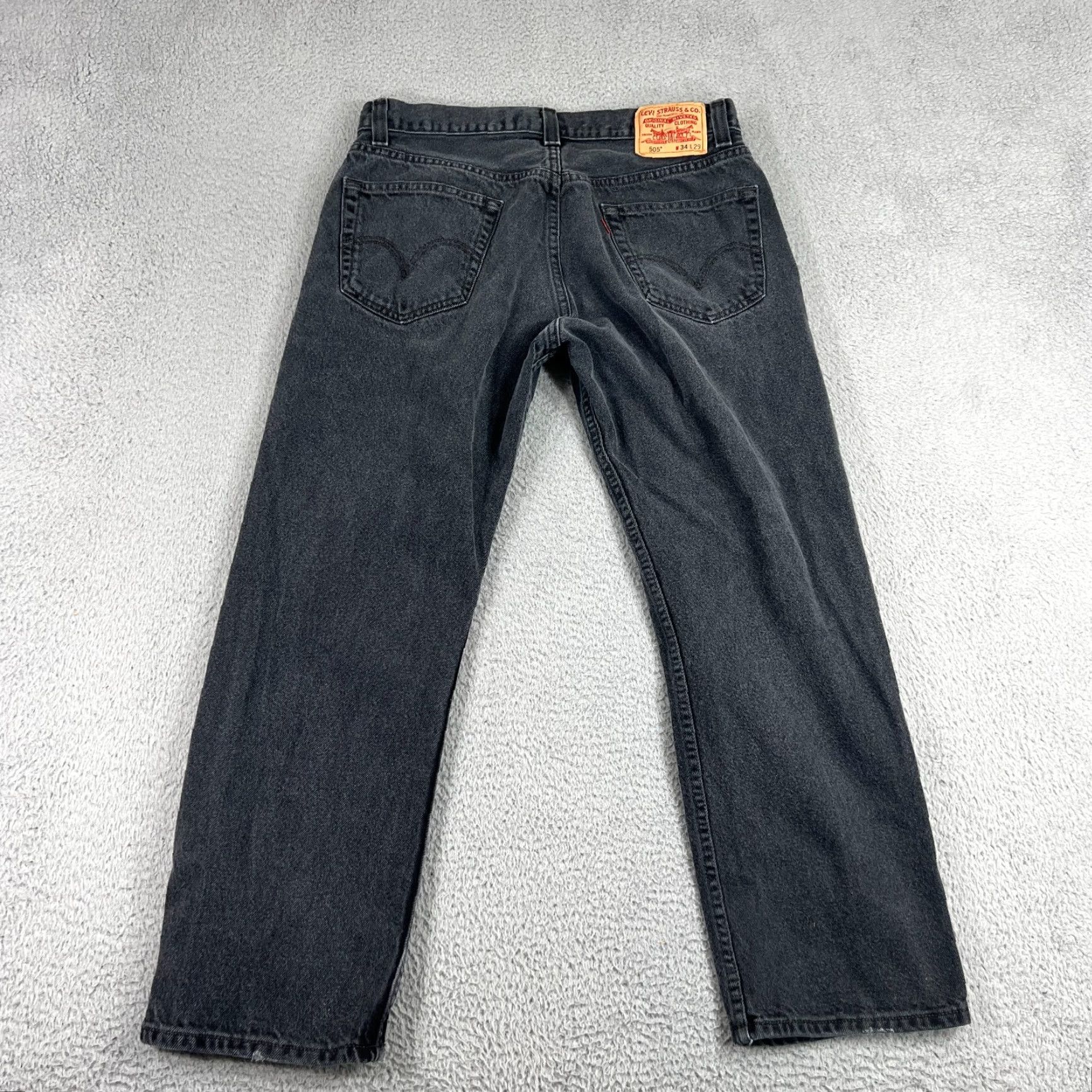 Levi's VINTAGE Levi's 505 Jeans Men's Medium Fit 34 Black Denim Straight Leg Grunge 90s Size US 34 / EU 50 - 7 Thumbnail