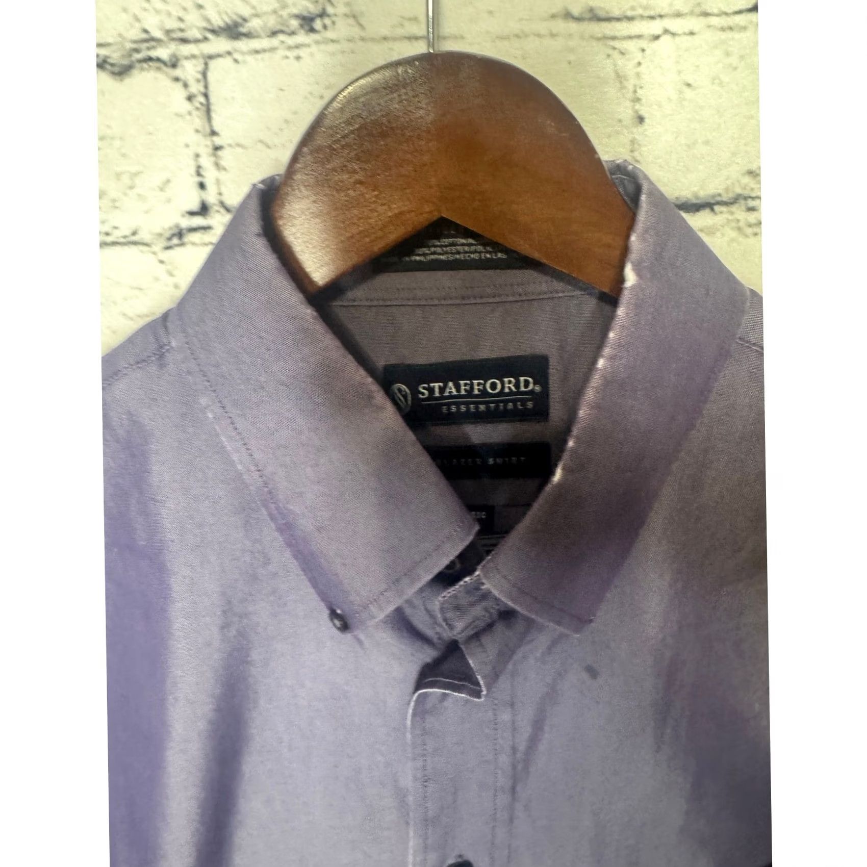 Stafford Stafford Shirt Mens 16 Purple Essentials The Blazer Button Down Size Size US L / EU 52-54 / 3 - 3 Thumbnail