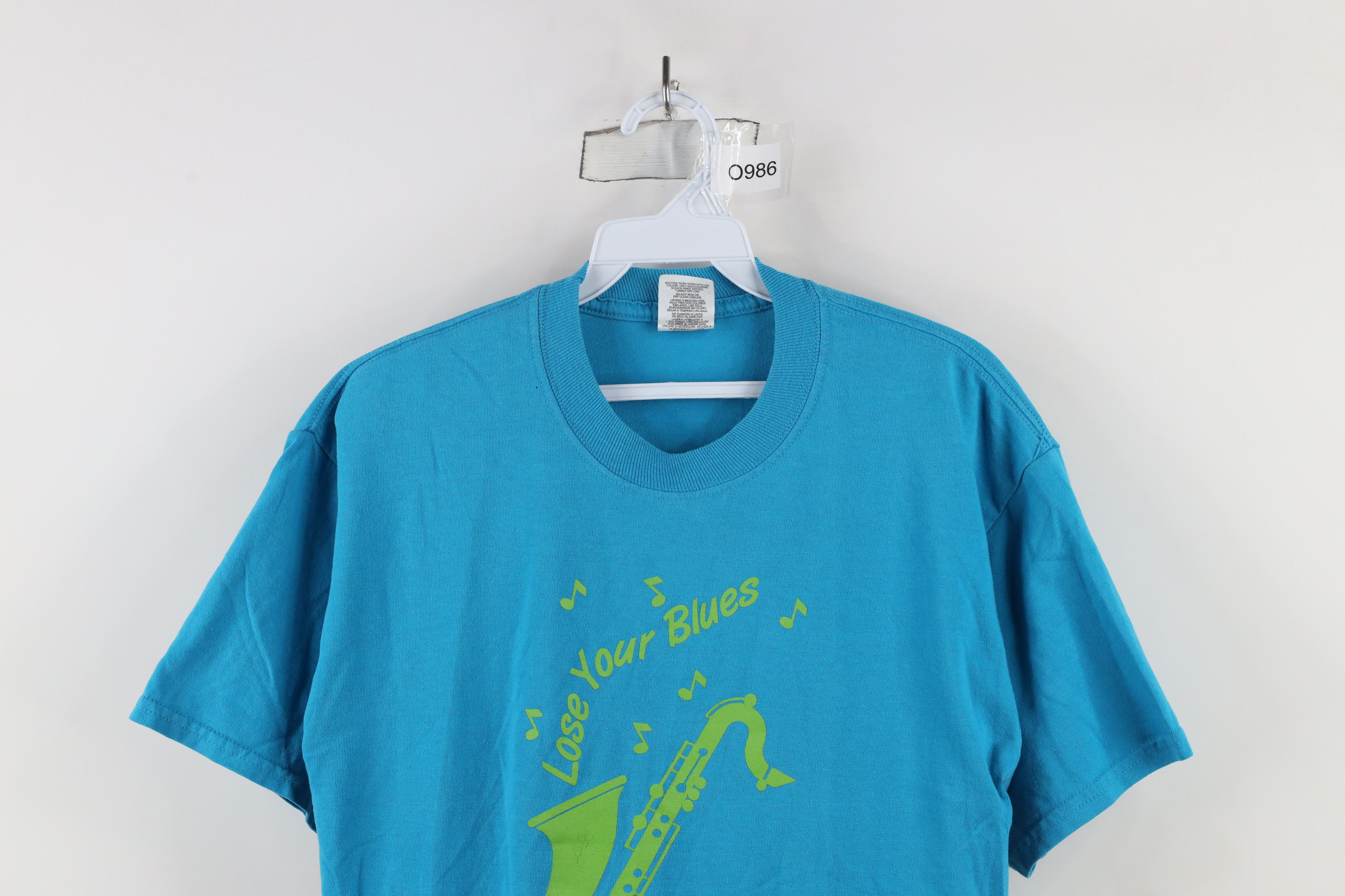 Vintage Vintage 90s Streetwear Your Blues Jazz Saxophone T-Shirt Size US M / EU 48-50 / 2 - 2 Thumbnail