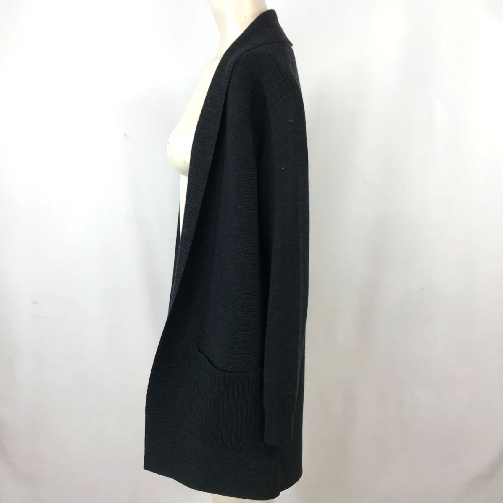 Theory Theory Womens P- Black Long Sleeve Open Front Collared Wool Cardigan Size S / US 4 / IT 40 - 4 Thumbnail