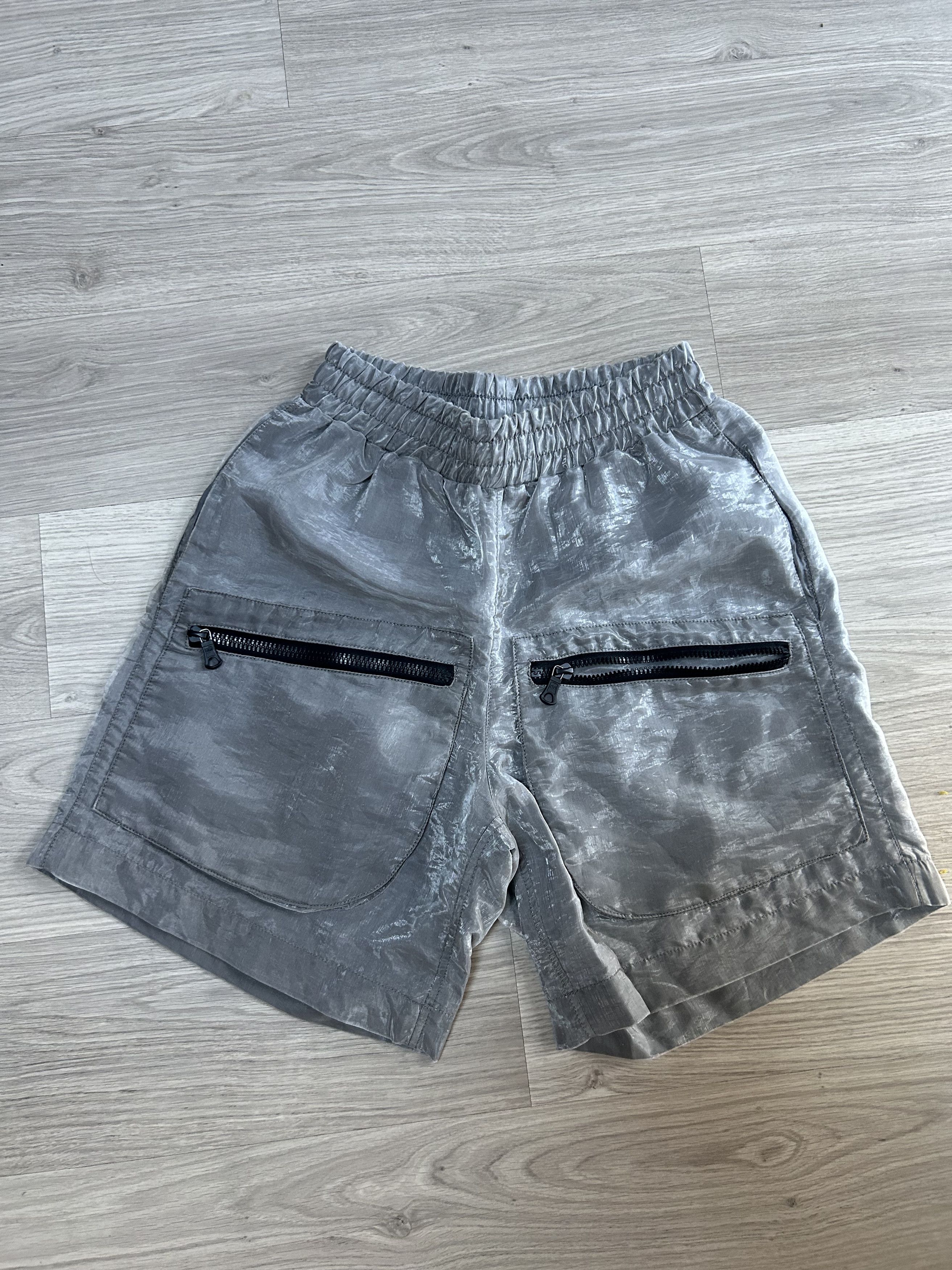 image of Cole Buxton Sample Washed Black Organza Shorts Size Medium in Grey, Men's