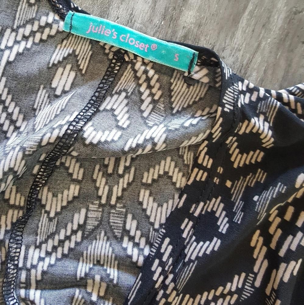 Designer Black Cream Print Detailed JC Duster Size S / US 4 / IT 40 - 3 Thumbnail