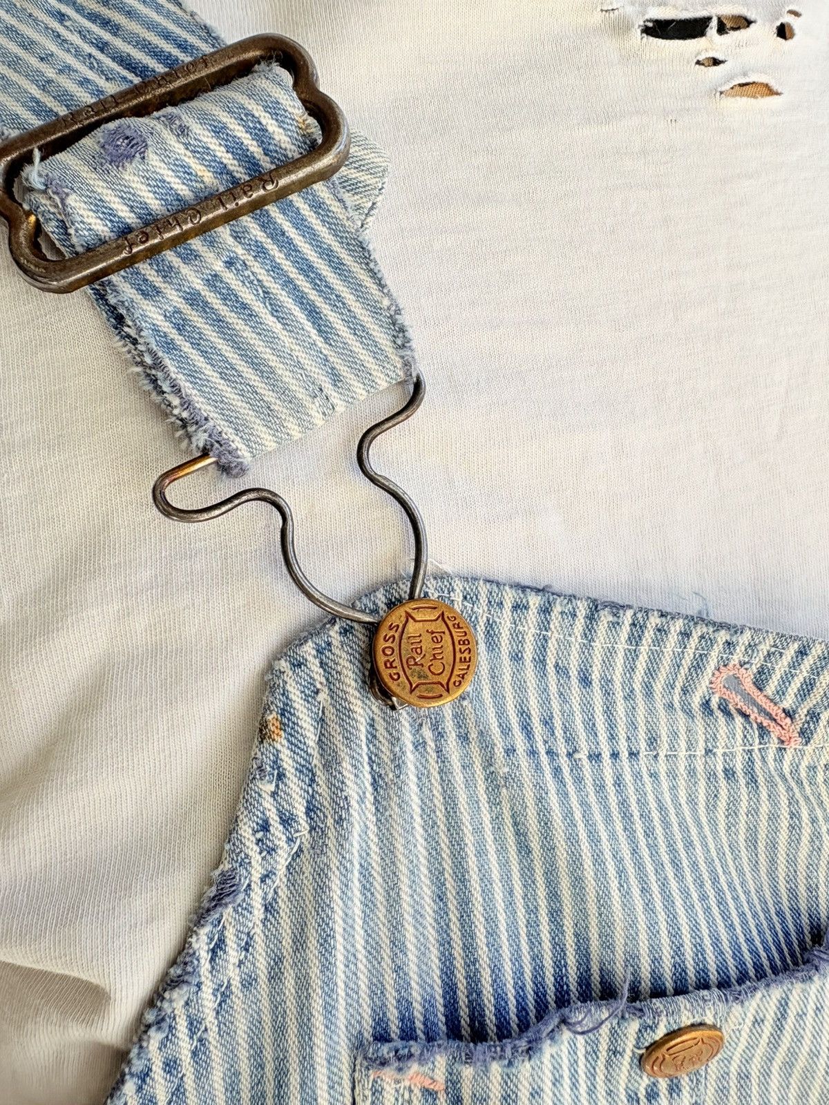Vintage 1940’s Hickory Striped Thrashed Work Pants ERD Grunge Size US 34 / EU 50 - 11 Thumbnail
