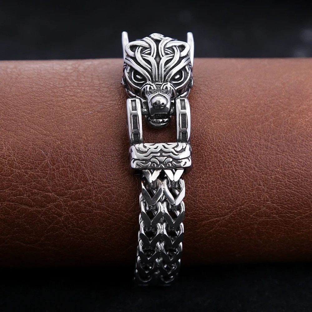 Vintage Vintage Viking Wolf Head Bracelet Size ONE SIZE - 1 Thumbnail