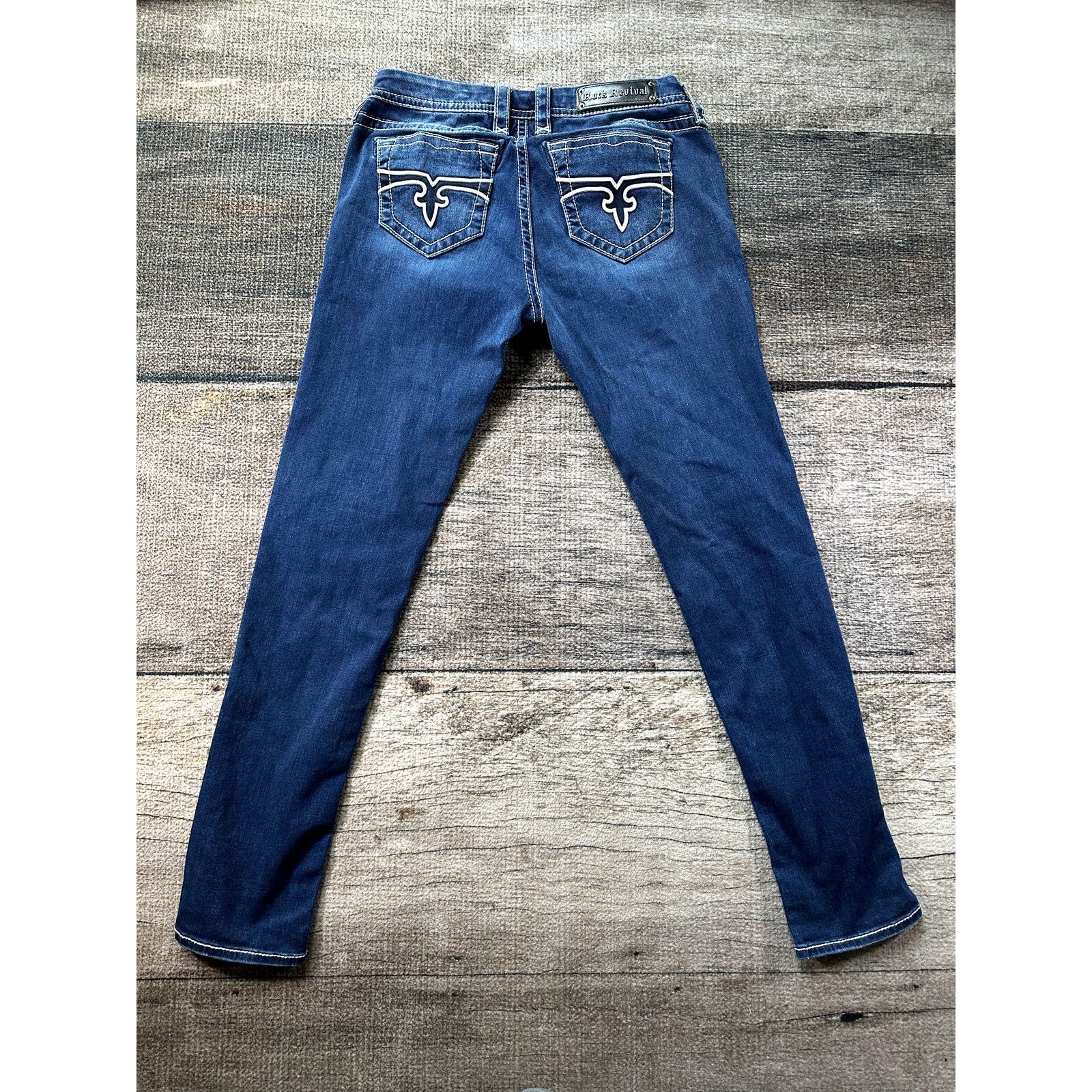 Rock Revival Rock Revival Jeans Womens 31x31 Blue Low Rise Pearl Skinny Size 31" - 2 Thumbnail