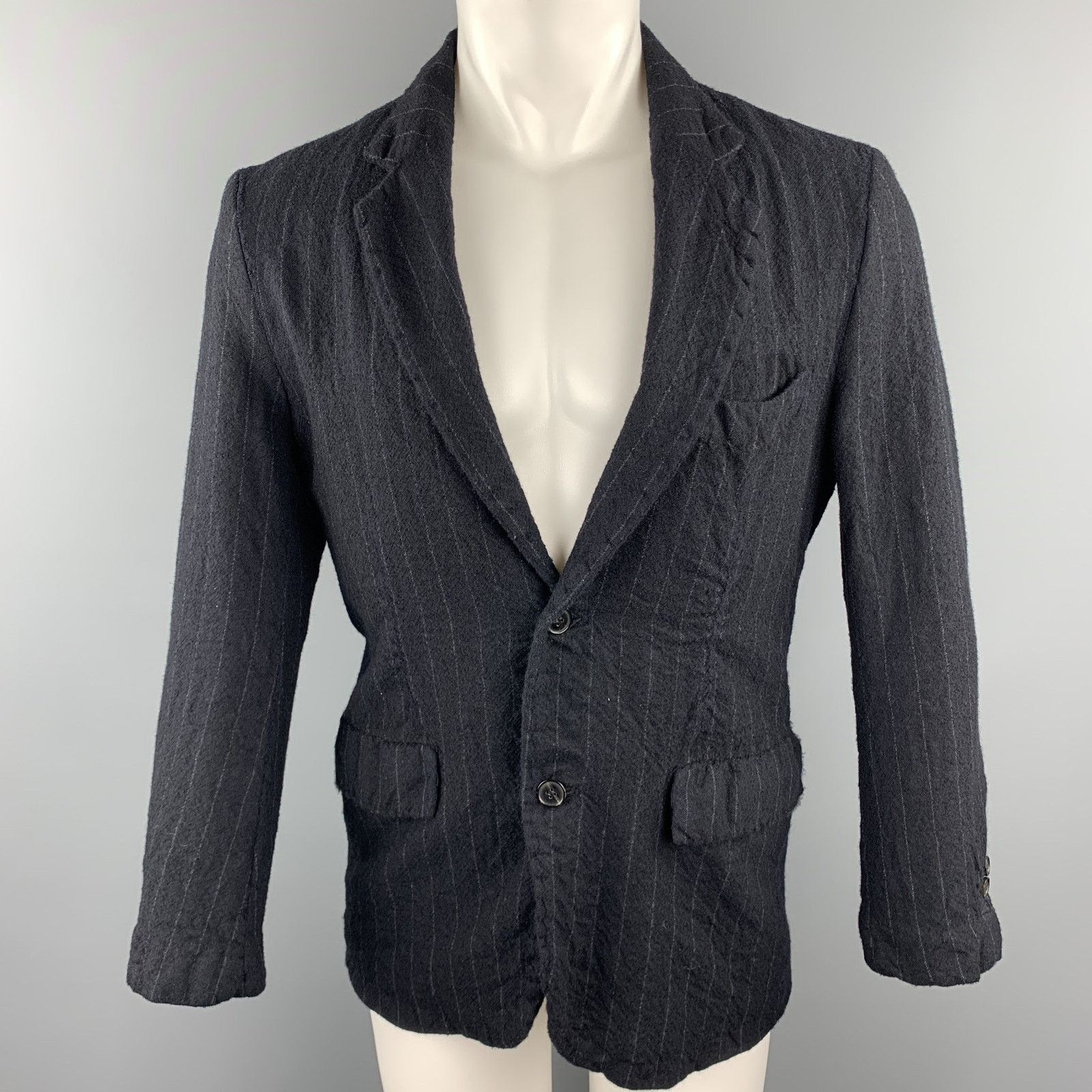 08sircus 08SIRCUS Size 38 Navy Chalkstripe Wool Notch Lapel Jacket Size US S / EU 44-46 / 1 - 1 Thumbnail
