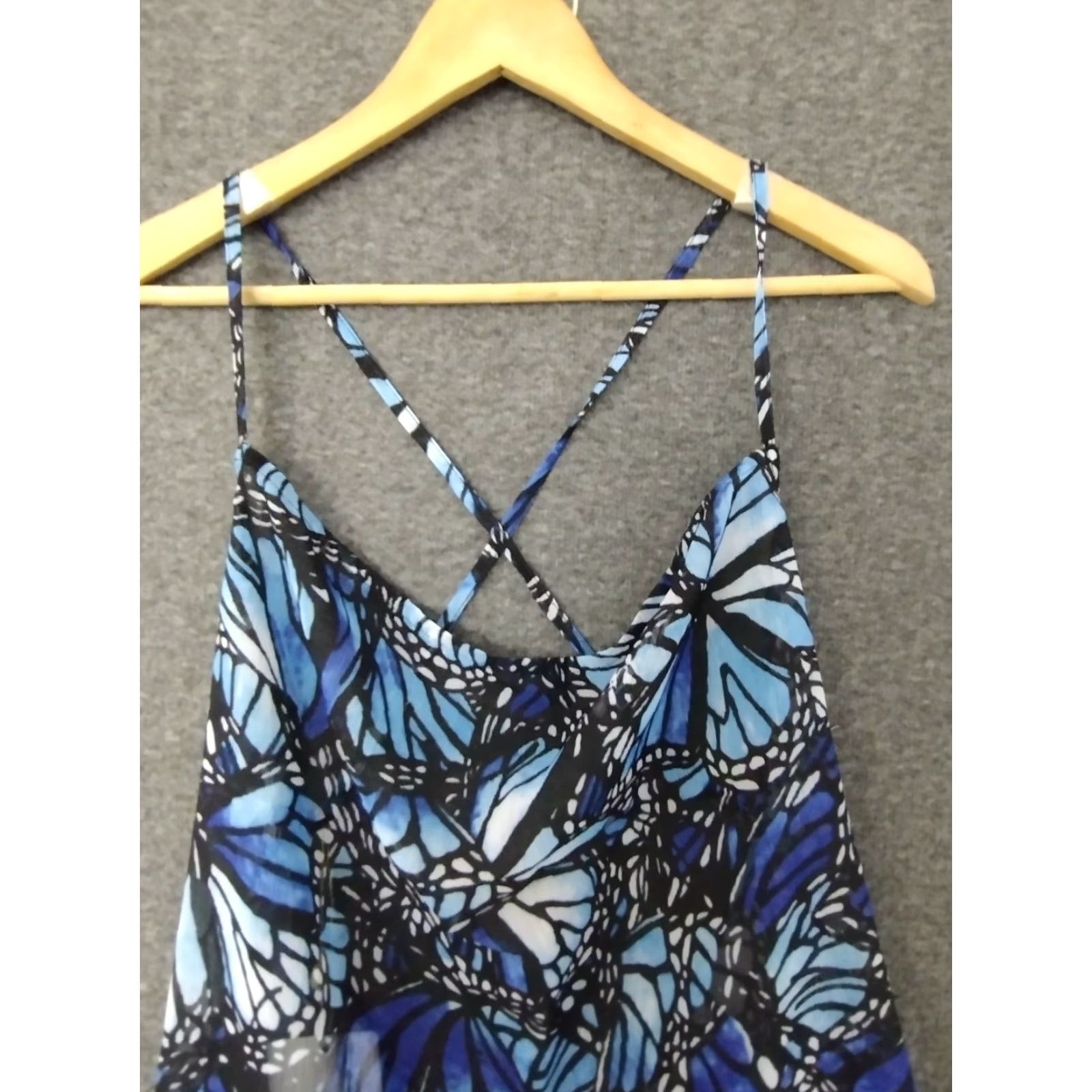 Vintage Toluca Swim Dress Mini Sleeveless Cowl Neck Sheer Blue M Beach Casual Short Polyester Solid Women Size M / US 6-8 / IT 42-44 - 3 Thumbnail