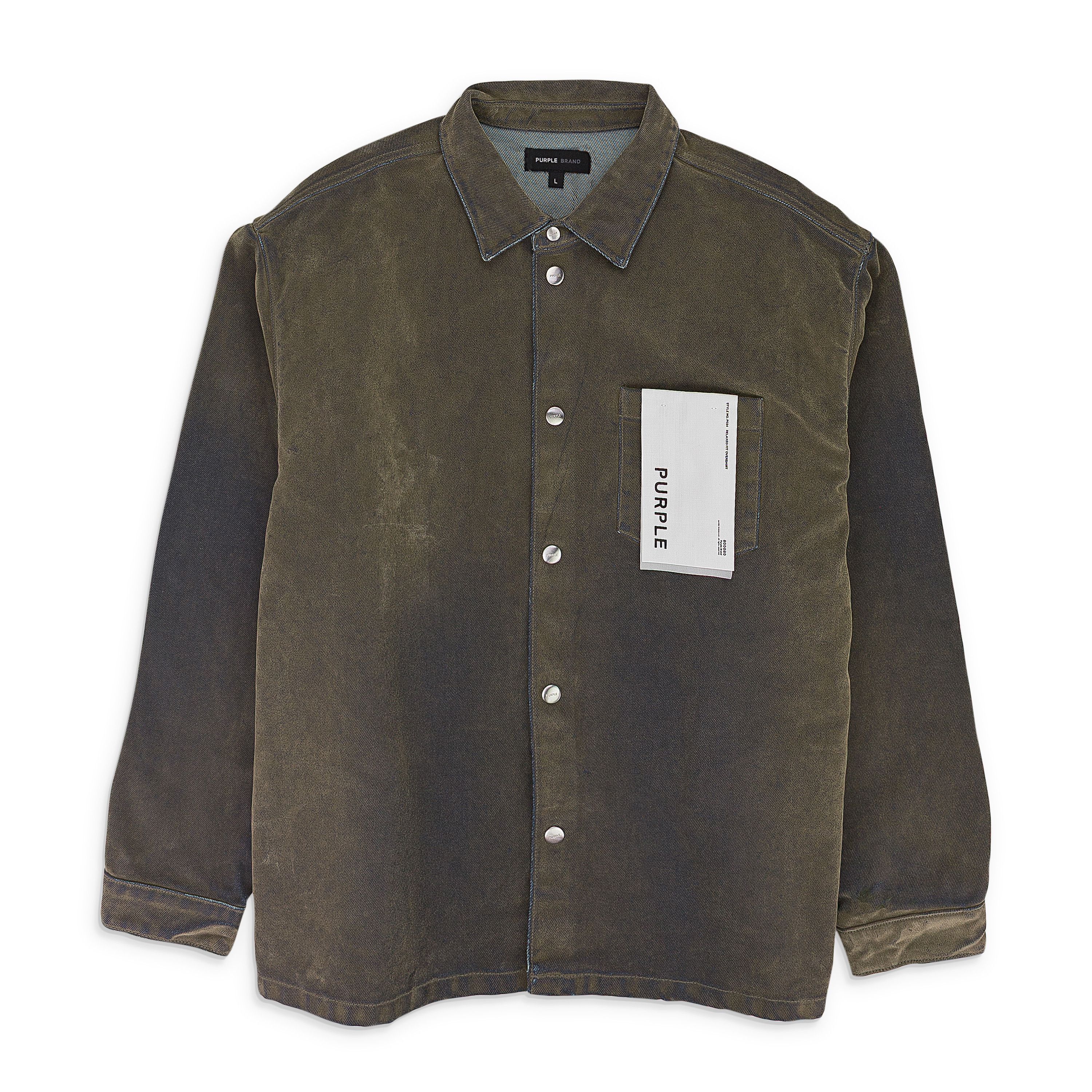 LS FLOCKED SHIRT JACKET GREEN DENIM JACKETS Size S