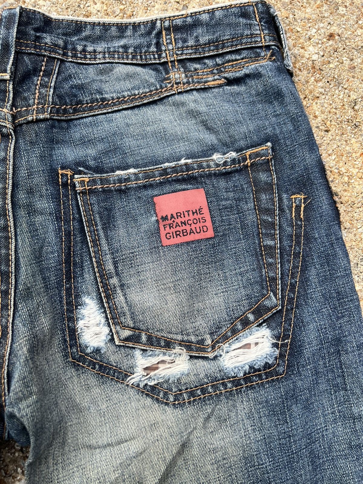 Marithe + Francois Girbaud Marithe Francois Girbaud Distressed Denim Design Size US 31 - 6 Thumbnail