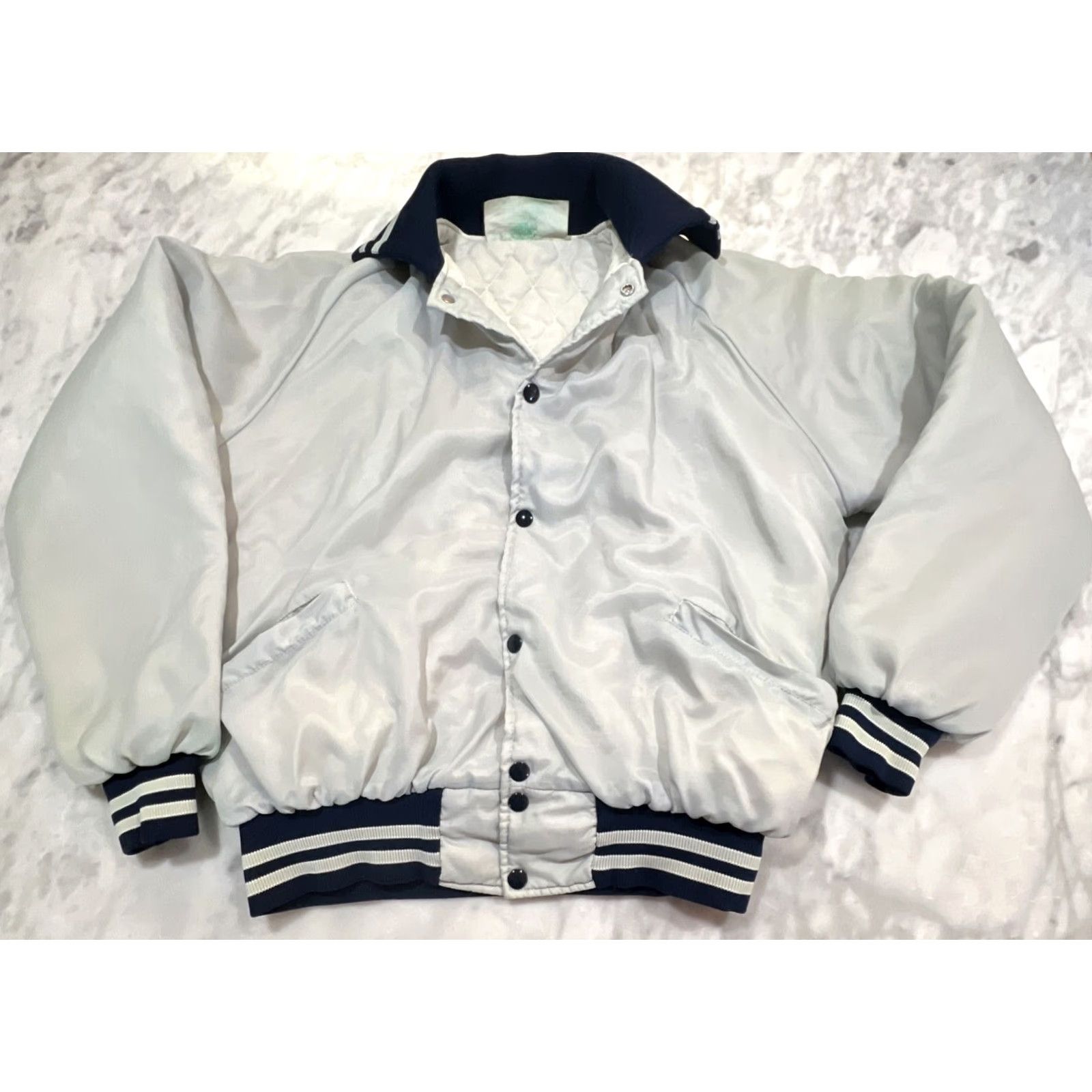 Holloway VINTAGE Hustlers Hi Cowboy Truckers Jacket Mens Large By Holloway Snaps Gray Satin 1980s Rockabilly USA Mens Size US L / EU 52-54 / 3 - 3 Thumbnail