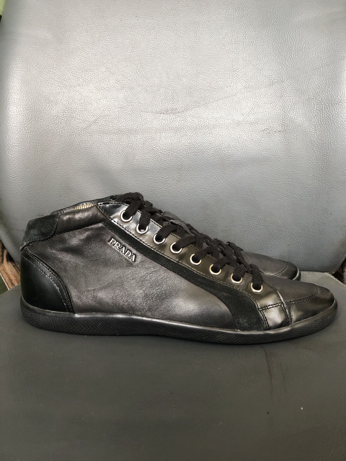Prada Prada Blavk Calfskin Leather Men’s Sneakers Size 8.5 Size US 8.5 / EU 41-42 - 5 Thumbnail