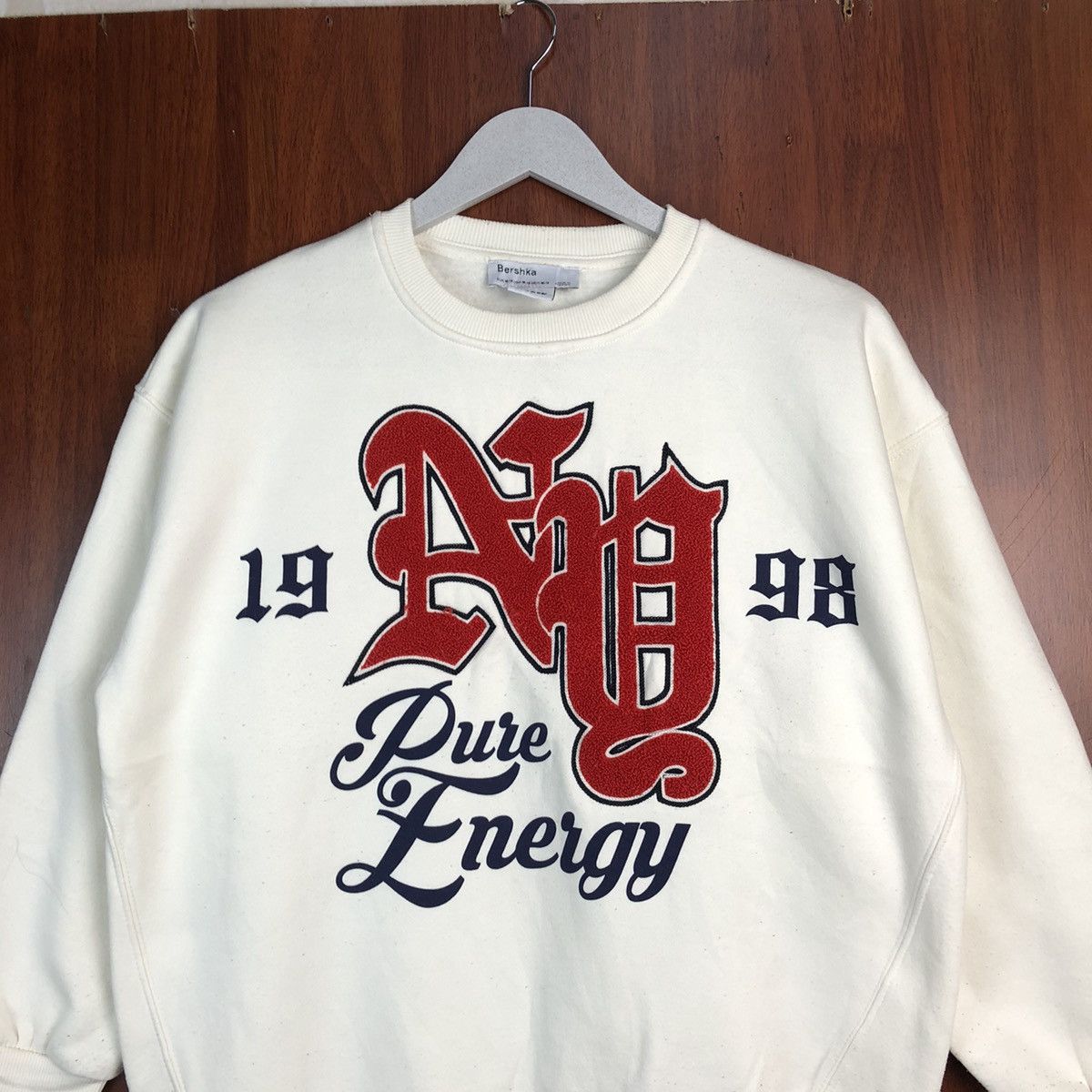 Japanese Brand Pure Energy Bershka White vintage Sweatshirt #7528 Size M / US 6-8 / IT 42-44 - 2 Thumbnail